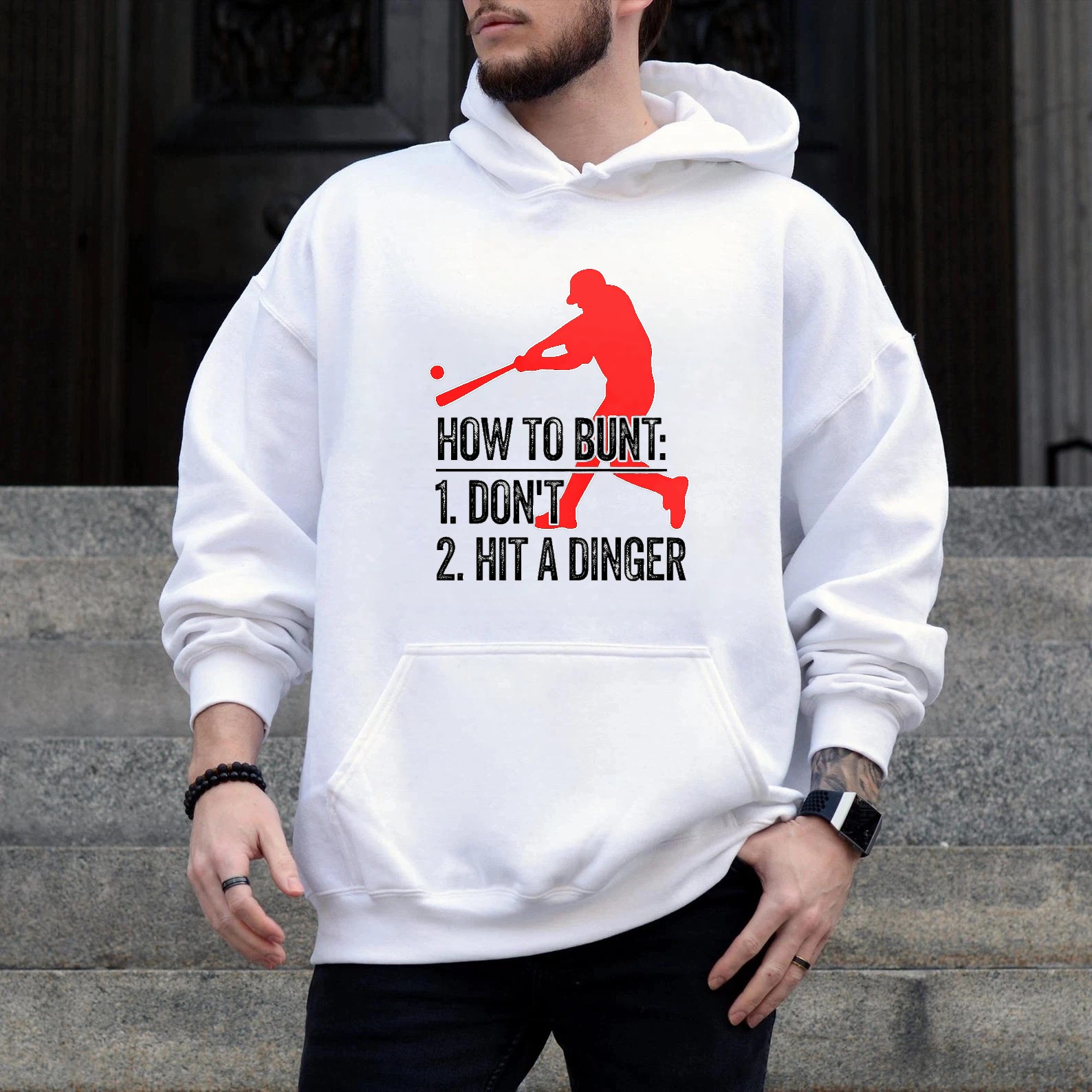 Dorawear™ How To Bunt Dont Hit A Dinger Baseball Hoodie For Men And Women Funny Sports Sweatshirt With Humor Graphic Design-Dorawear