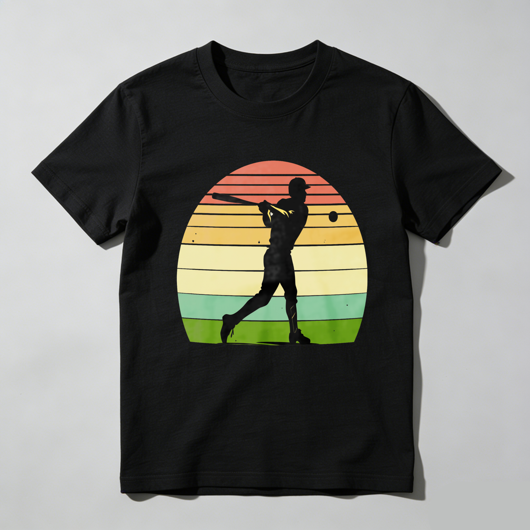 Dorawear™ Silhouette Baseball Player Sunset Background  T Shirt