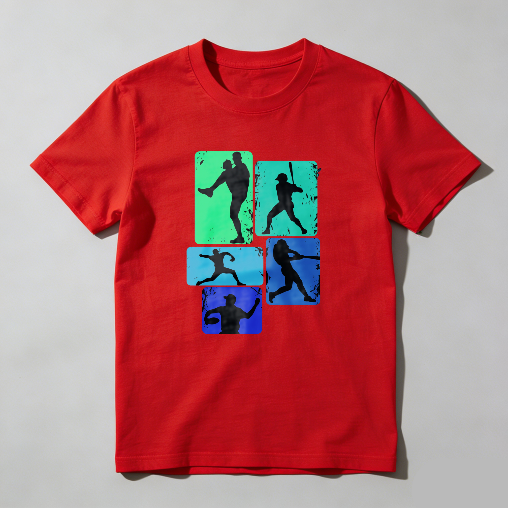 Dorawear™ Baseball Player Silhouettes In Color Blocks  T Shirt-Dorawear