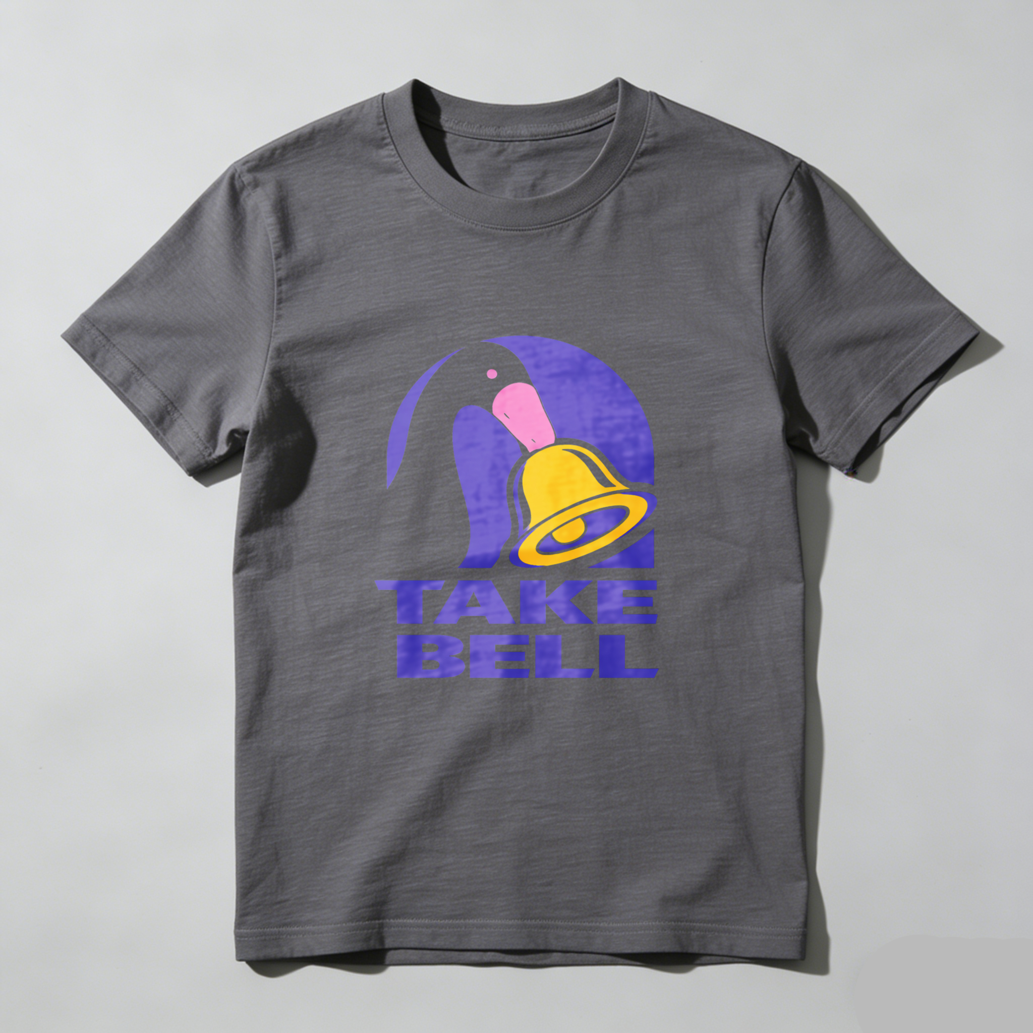 Dorawear™ Take Bell Penguin Bell Purple Design Pure Cotton Short Sleeve T-Shirt-Dorawear