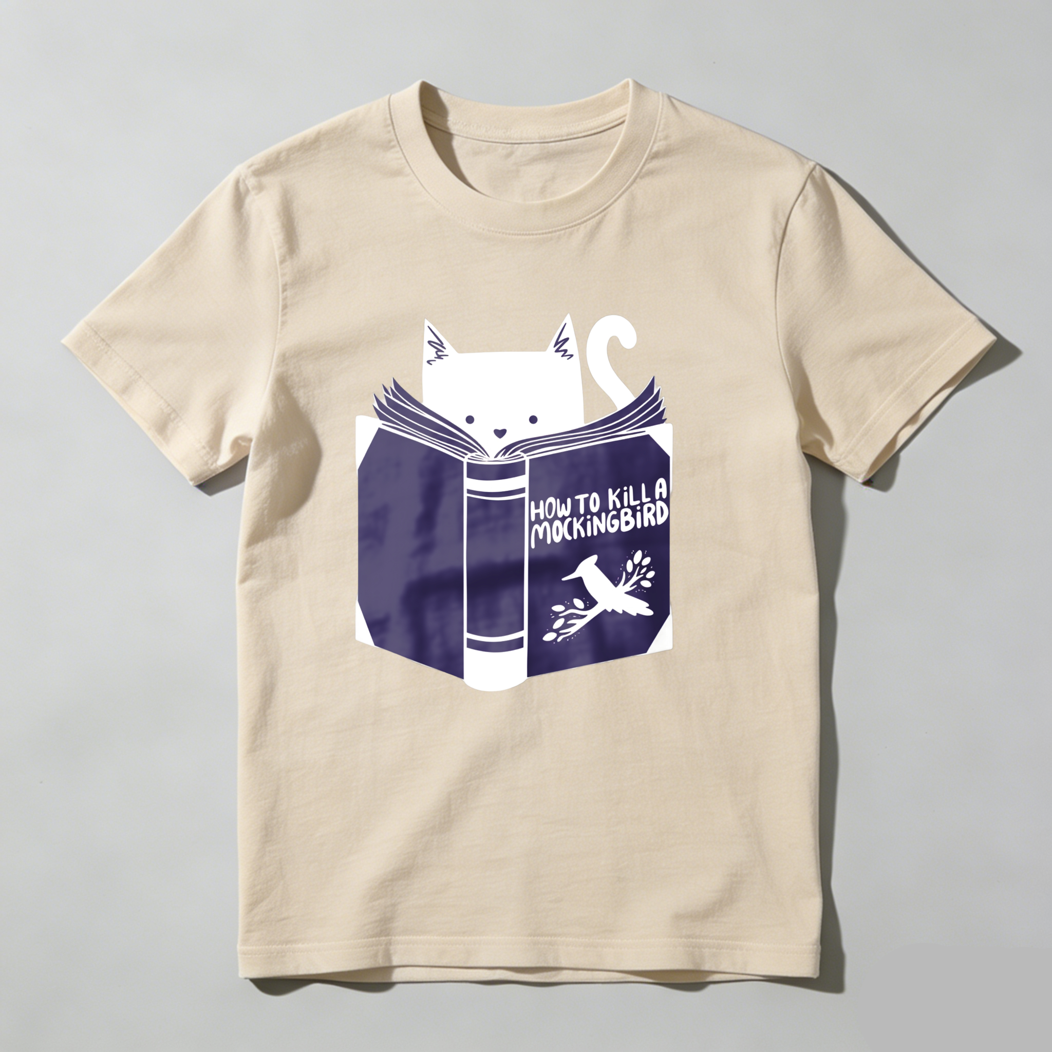 Dorawear™ Cat Reading Book With Mockingbird Title T Shirt