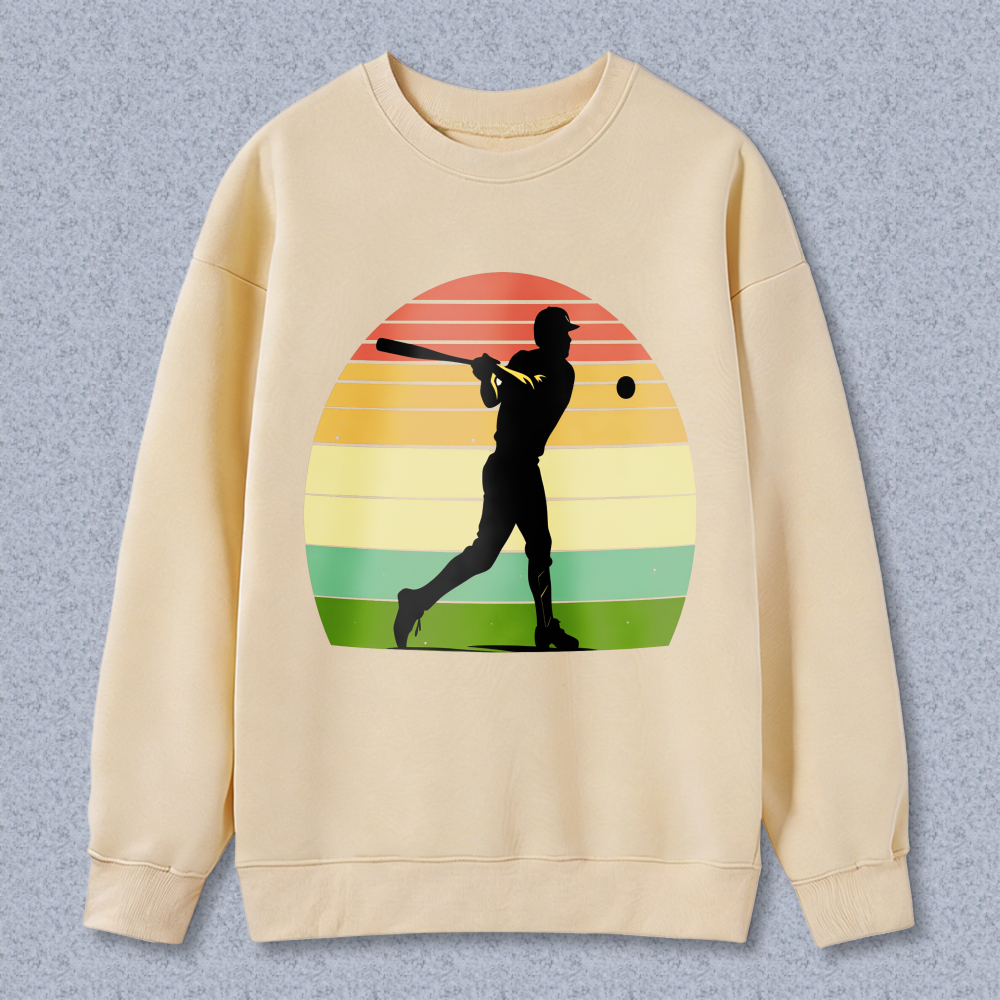 Dorawear™ Baseball Player Silhouette Sunset Gradient Design Unisex Classic Sweatshirt