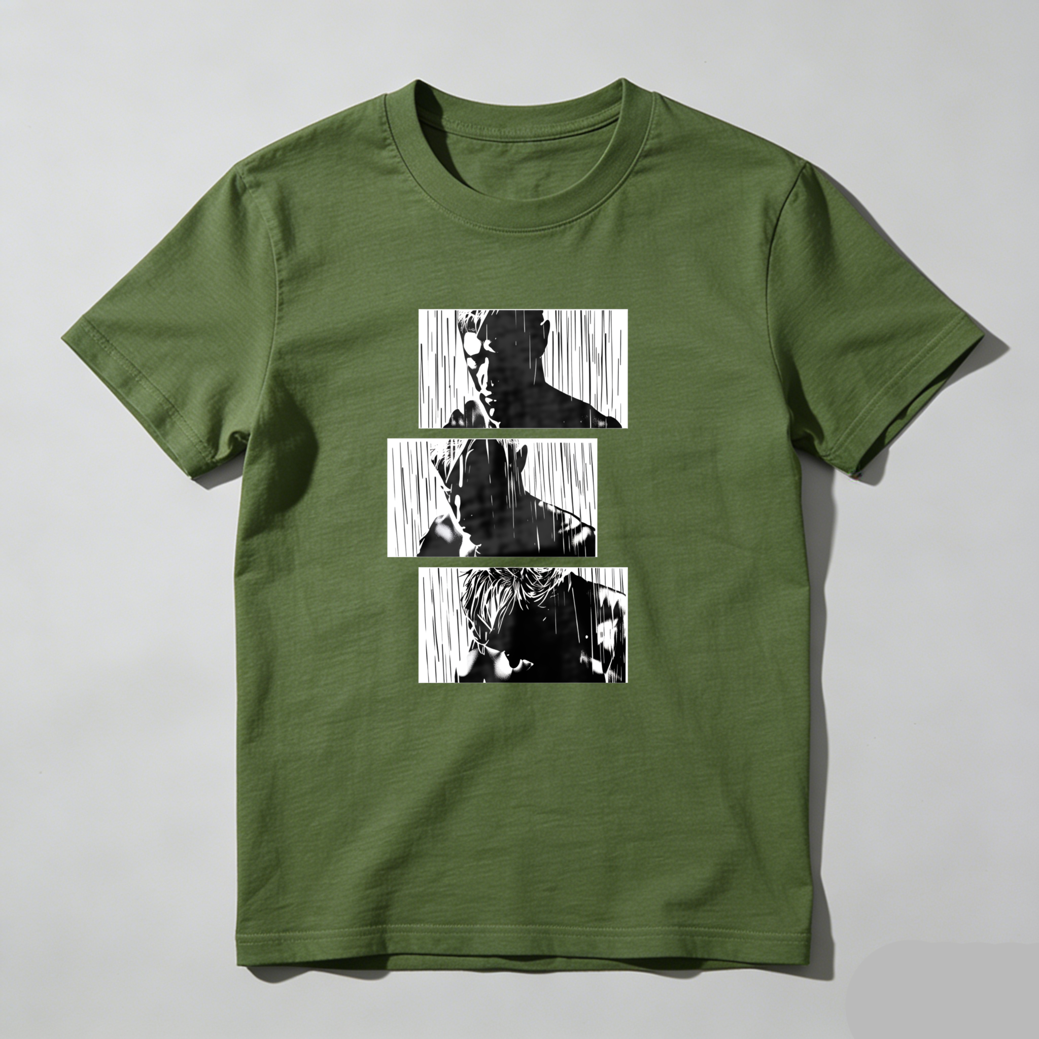 Three Panel Black And White Portrait tshirt 100% cotton