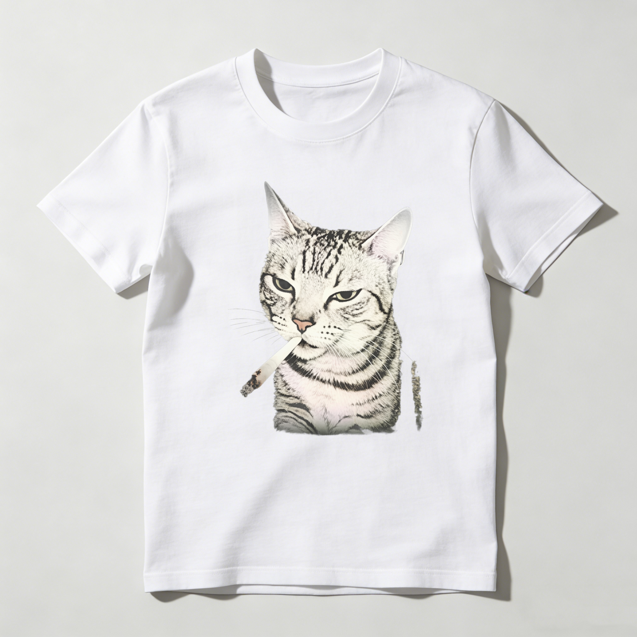 Dorawear™ Cat Smoking Cigarette Graphic Print T Shirt