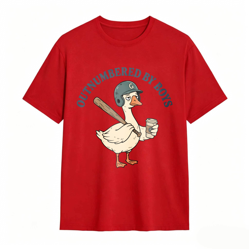 Dorawear™Duck Holding Baseball Bat And Coffee Cup Outnumbered By Boys Unisex Classic T-shirt