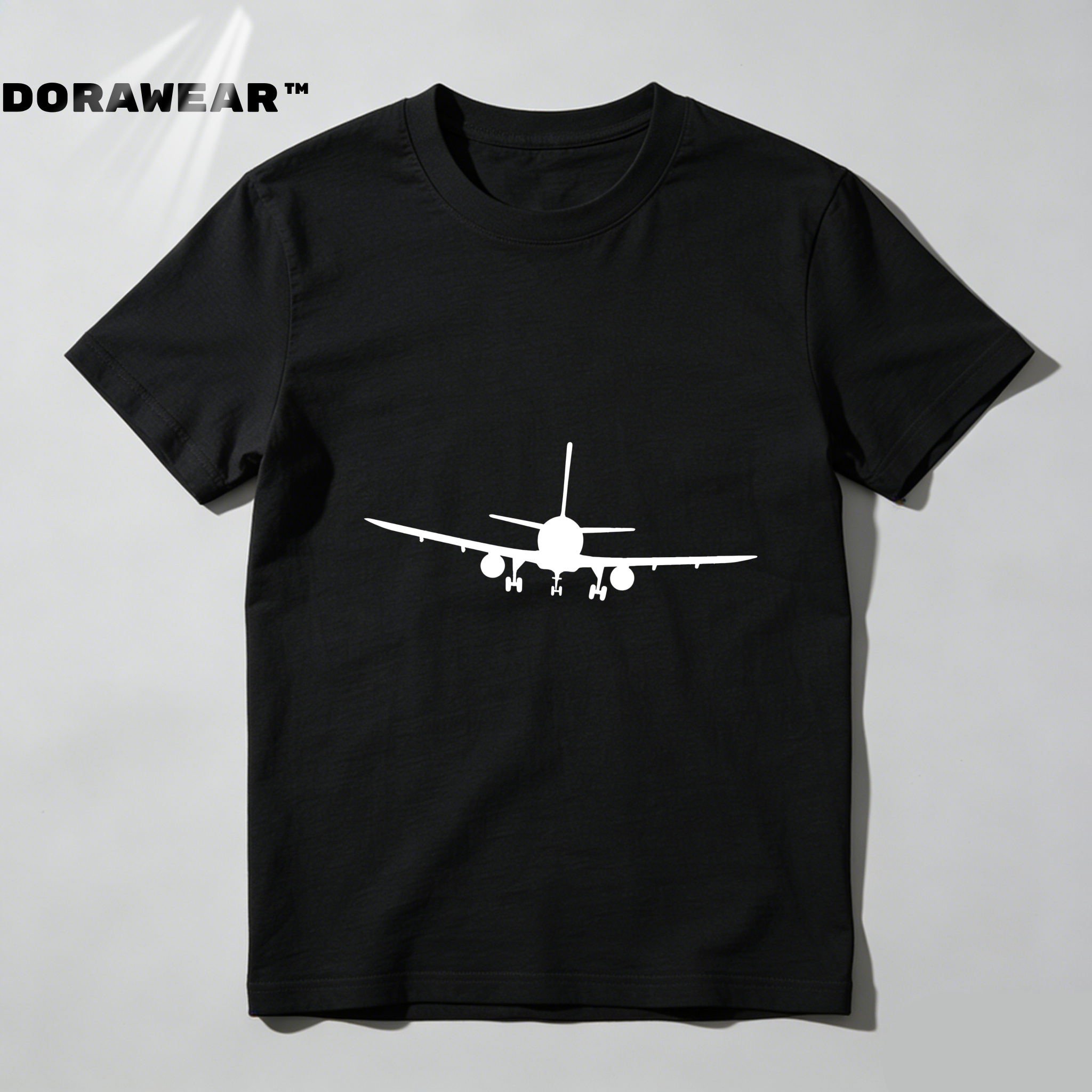 Dorawear™  White Airplane Front View Print T Shirt