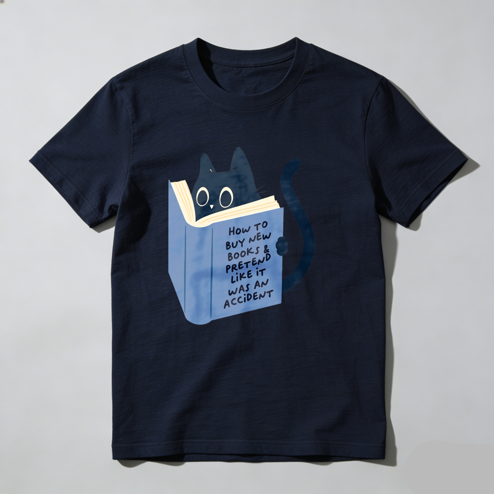 Dorawear Cat Reading Book With Text On Cover T Shirt