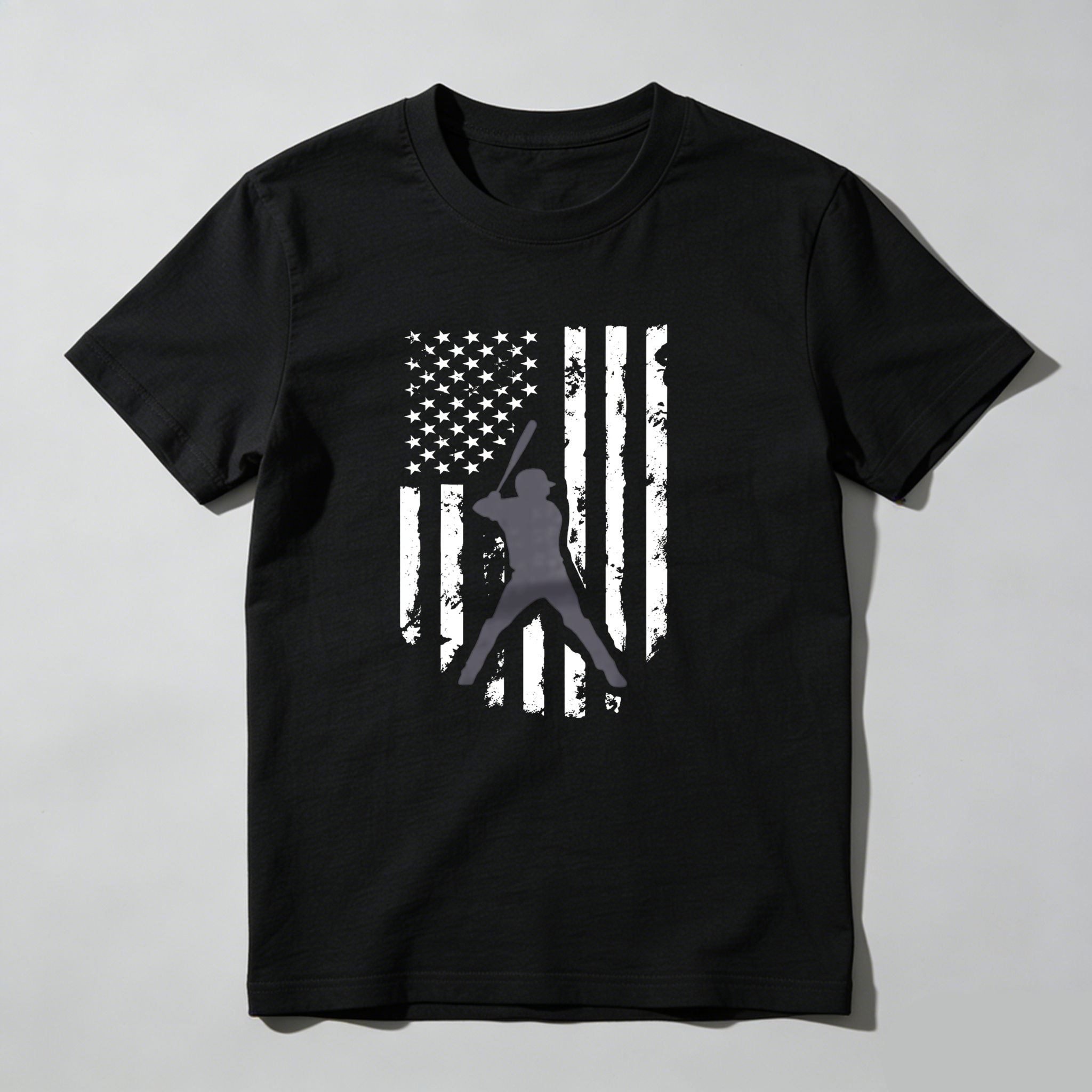 Dorawear™ American Flag With Baseball Player Silhouette  T Shirt