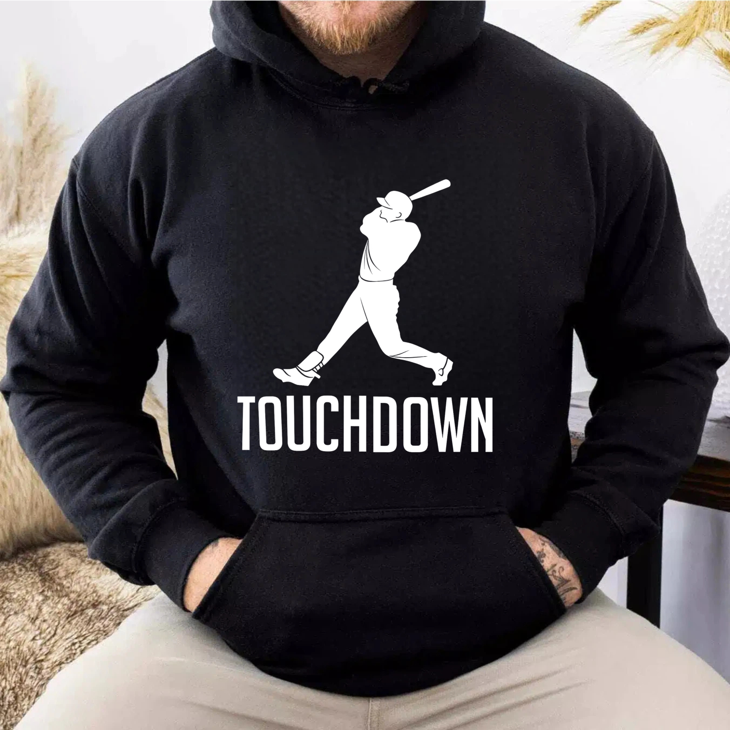 Dorawear™ Baseball Player Touchdown Hoodie Sweatshirt Sport Graphic Pullover Unisex Casual Wear