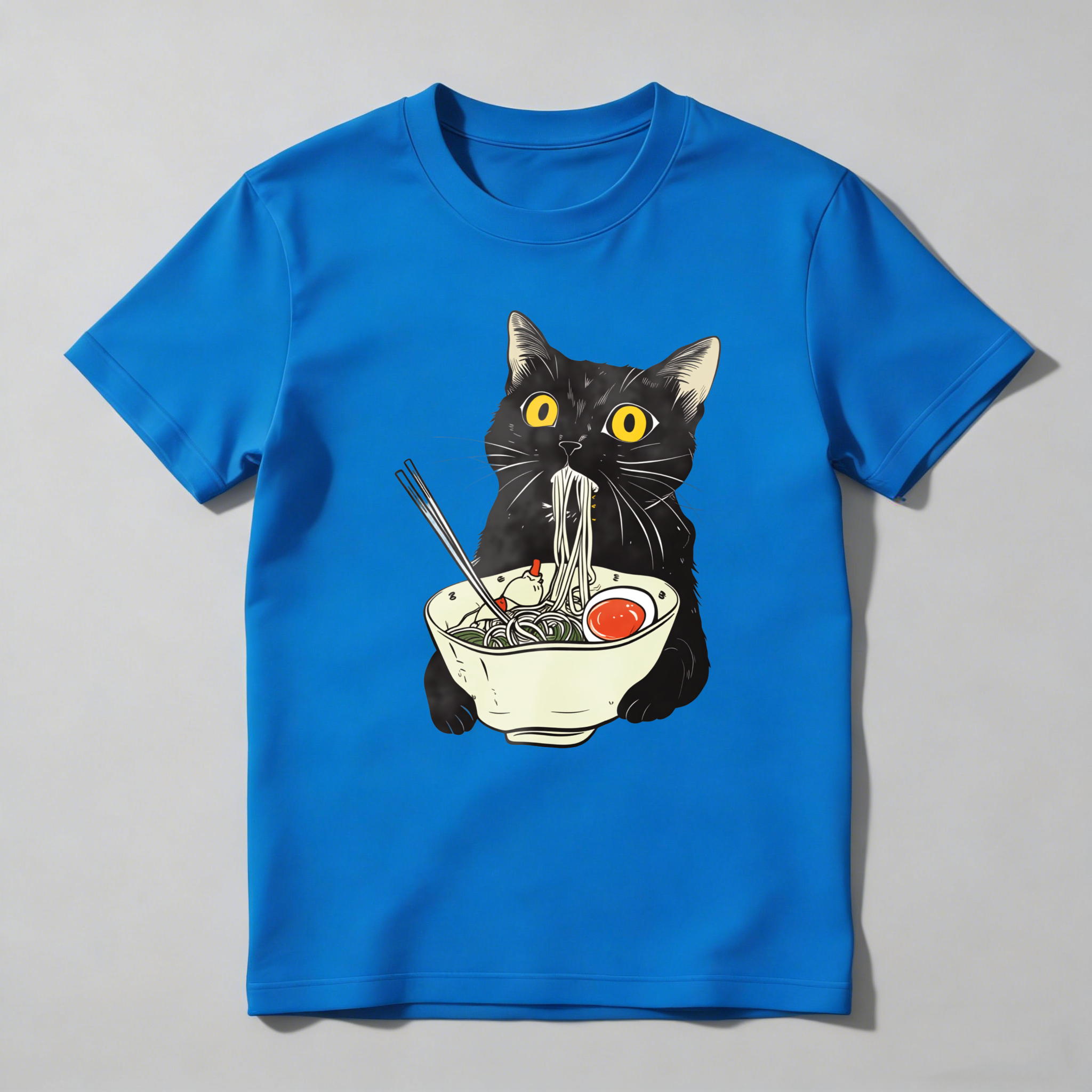 Dorawear™ Black Cat Eating Noodles With Chopsticks T Shirt