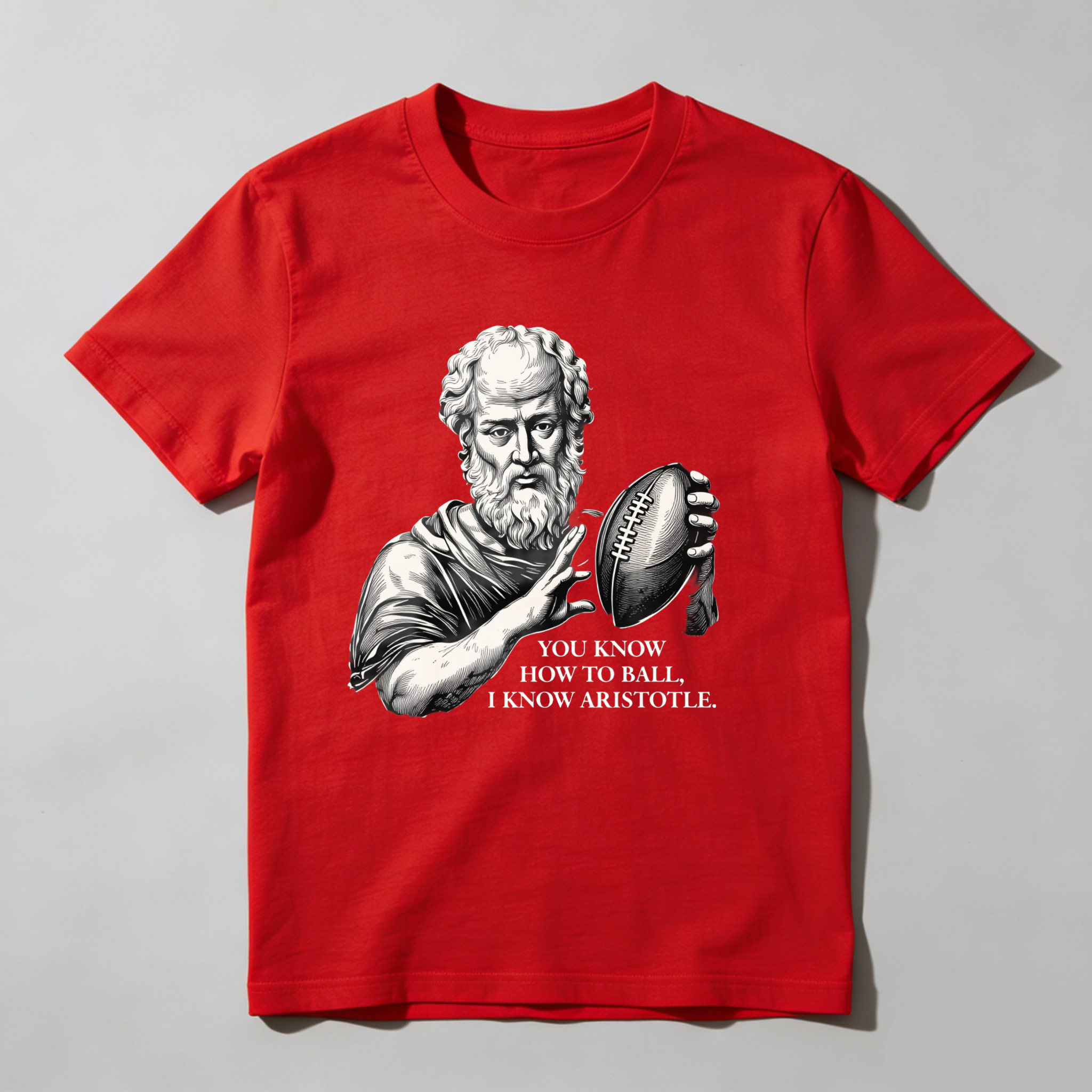 Dorawear™Aristotle Holding Football With Text T Shirt
