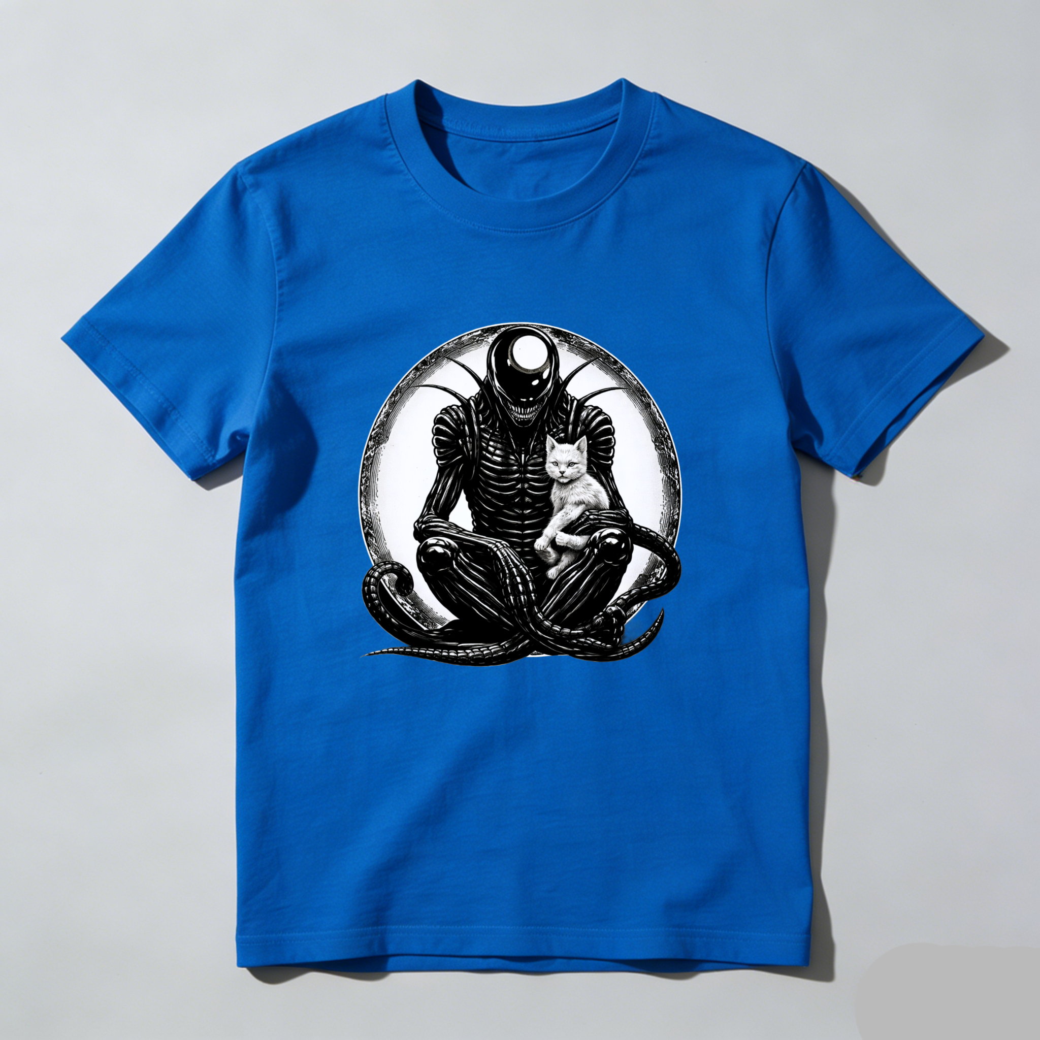 Dorawear™ Alien Cat Meditation Pure Cotton Short Sleeve T Shirt-Dorawear