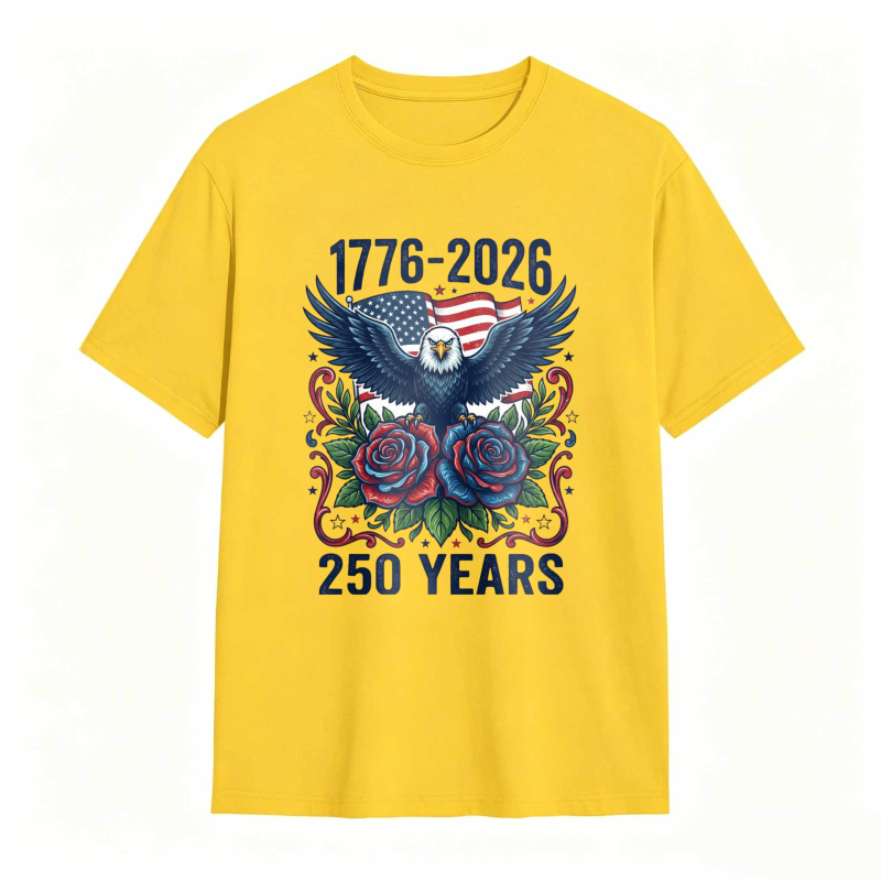 American Eagle With Roses And Flag 1776 2026 250 Years T-shirt