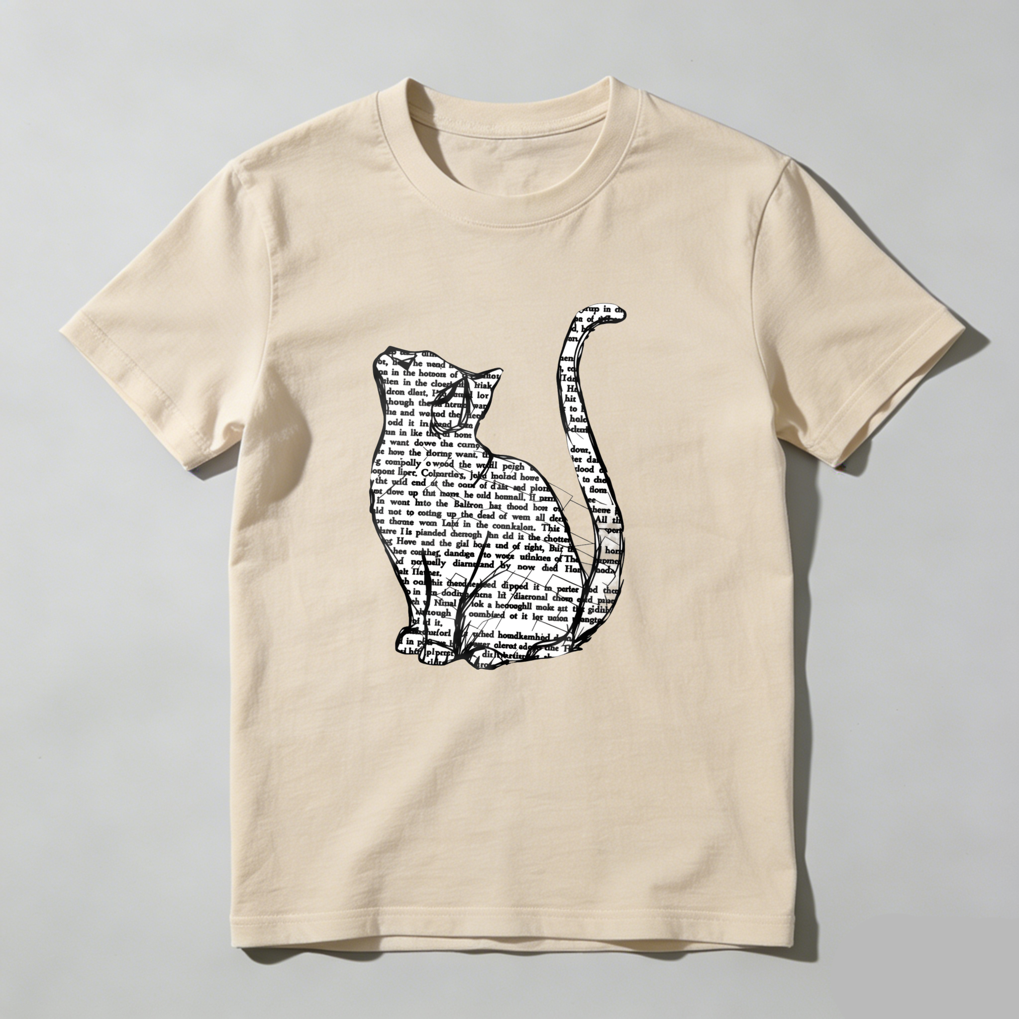 Dorawear™ Cat Silhouette Text Pattern Print Design T Shirt