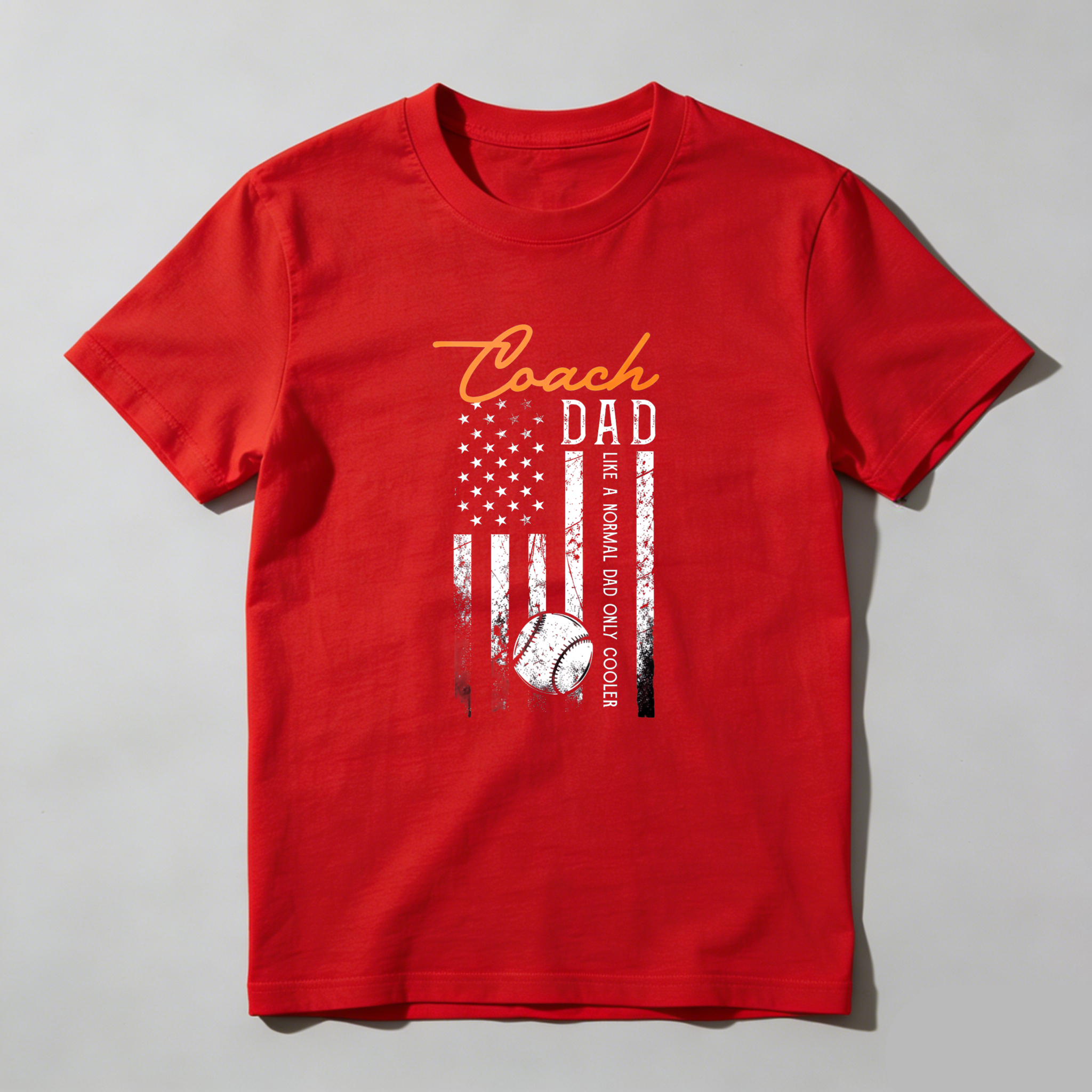 Dorawear™ Coach Dad American Flag Baseball  T Shirt-Dorawear