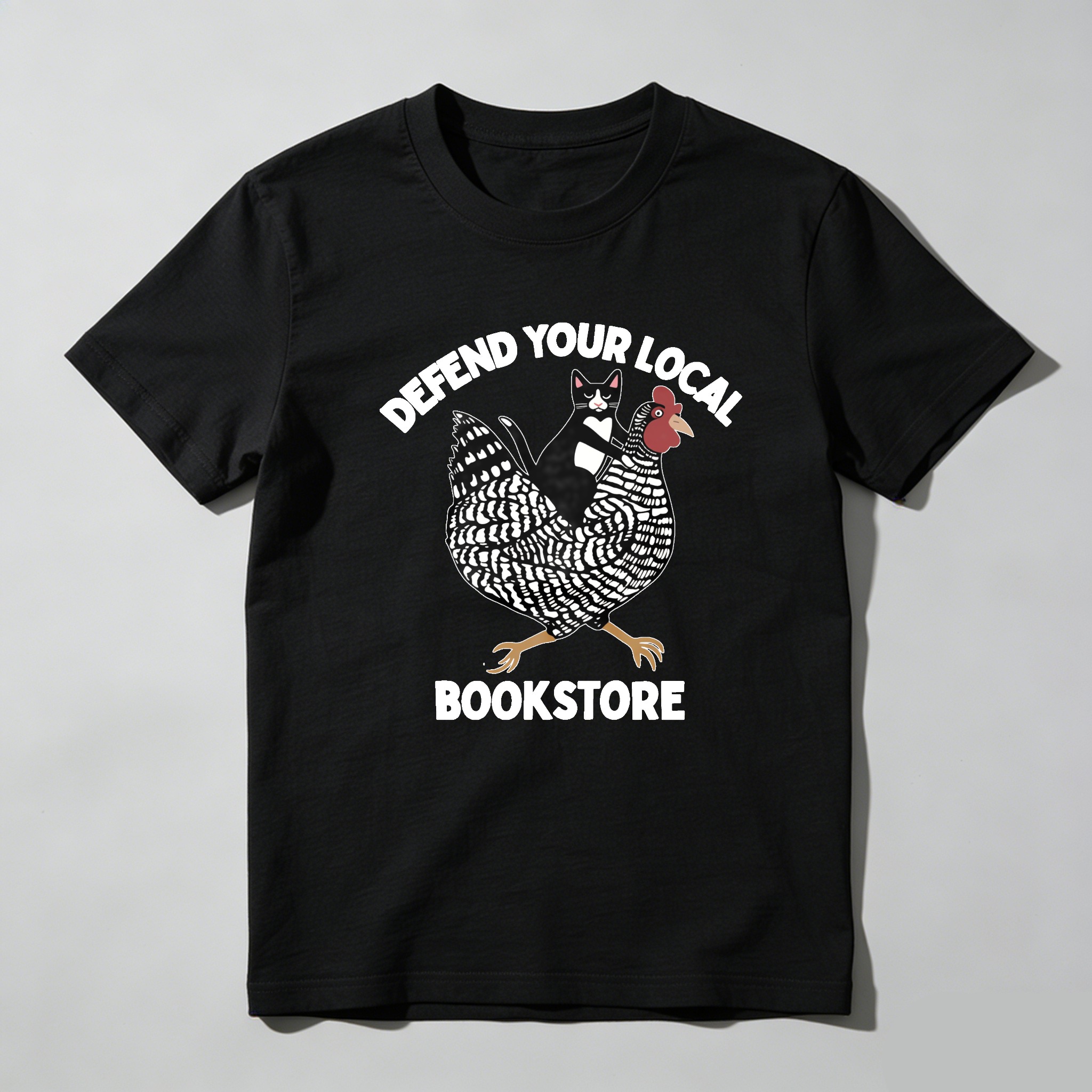 Dorawear™ Defend Your Local Bookstore Chicken Pattern T Shirt