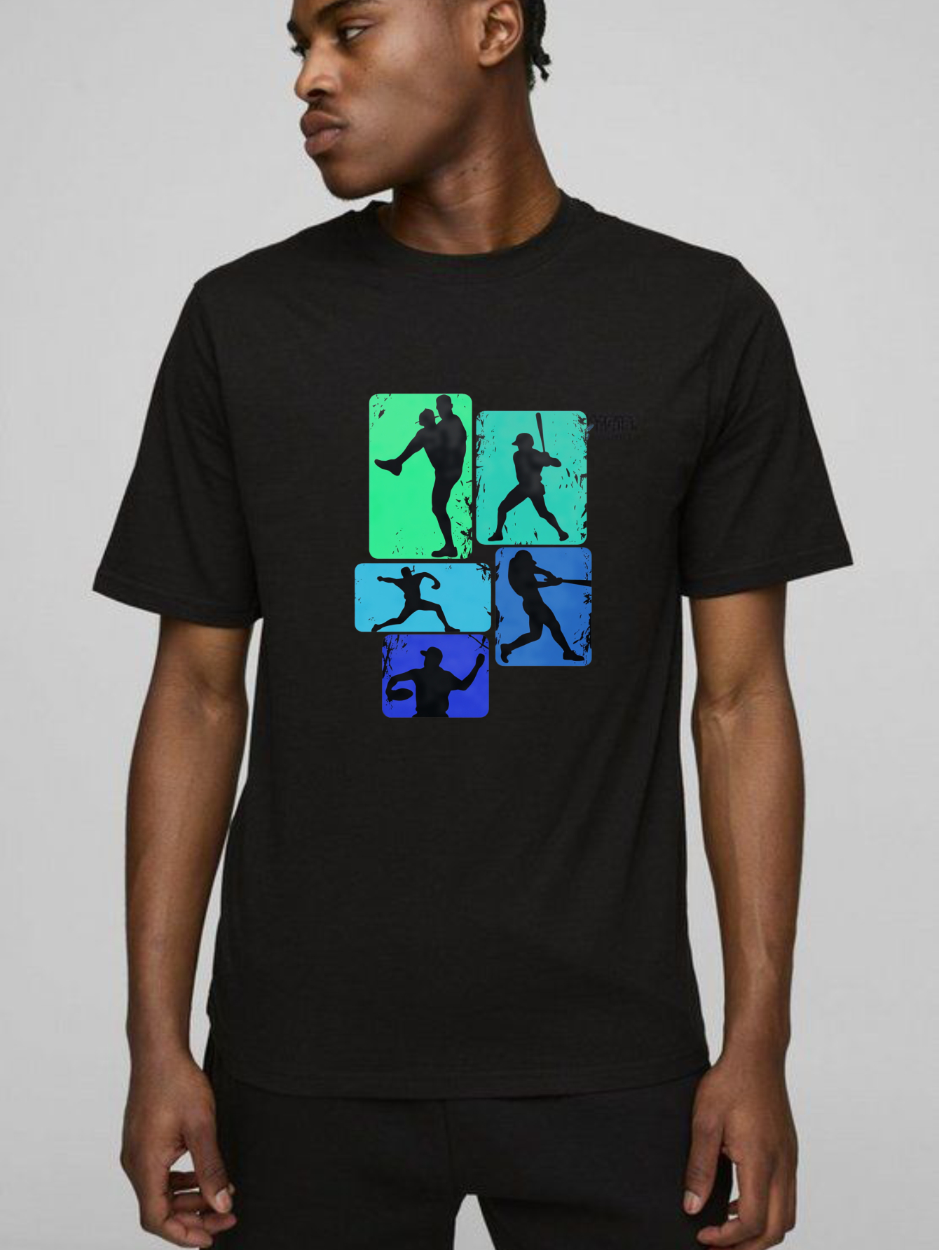Dorawear™ Baseball Player Silhouettes In Color Blocks  T Shirt-Dorawear