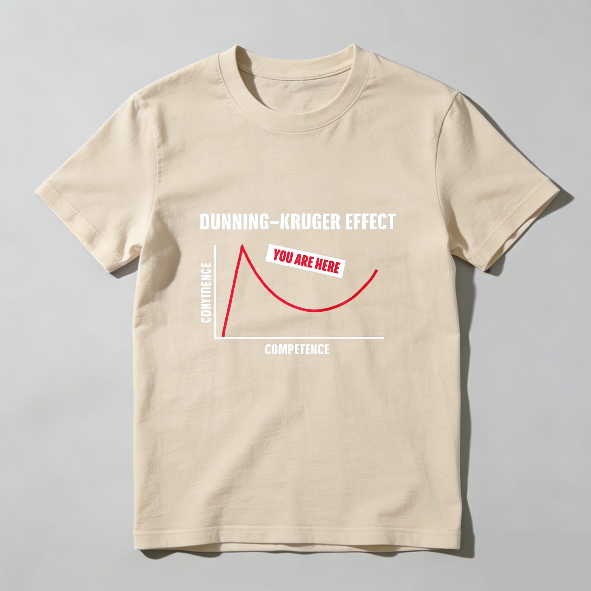 Dorawear Dunning Kruger Effect Confidence Curve You Are Here Pure Cotton Short Sleeve T-Shirt