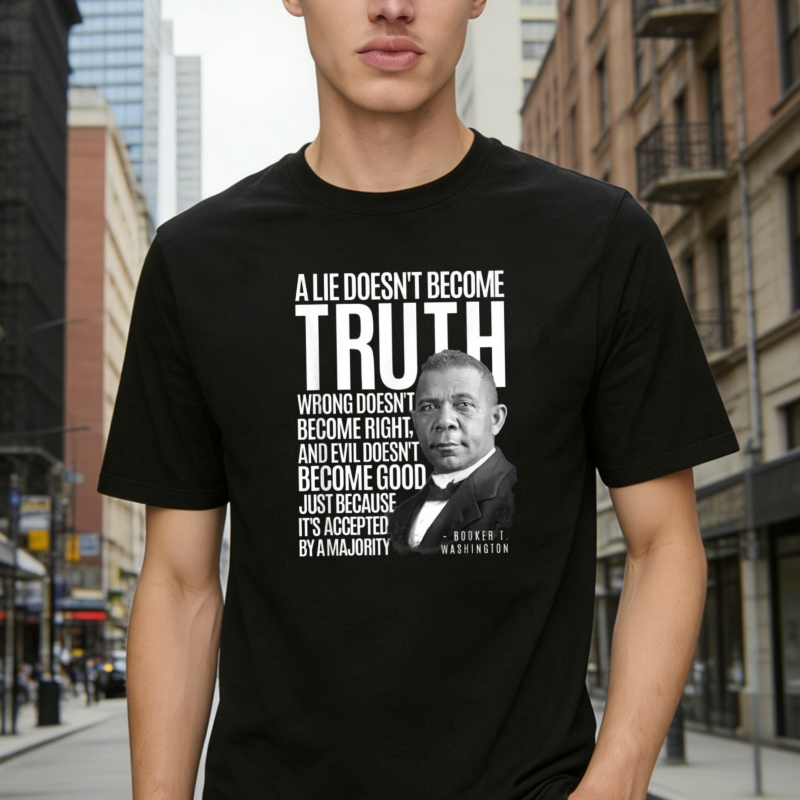 George Washington Quote A Lie Doesn't Become Truth Wrong Doesn't Become Right And Evil Doesn't Become Good Just Because Its Accepted By A Majority T-shirt