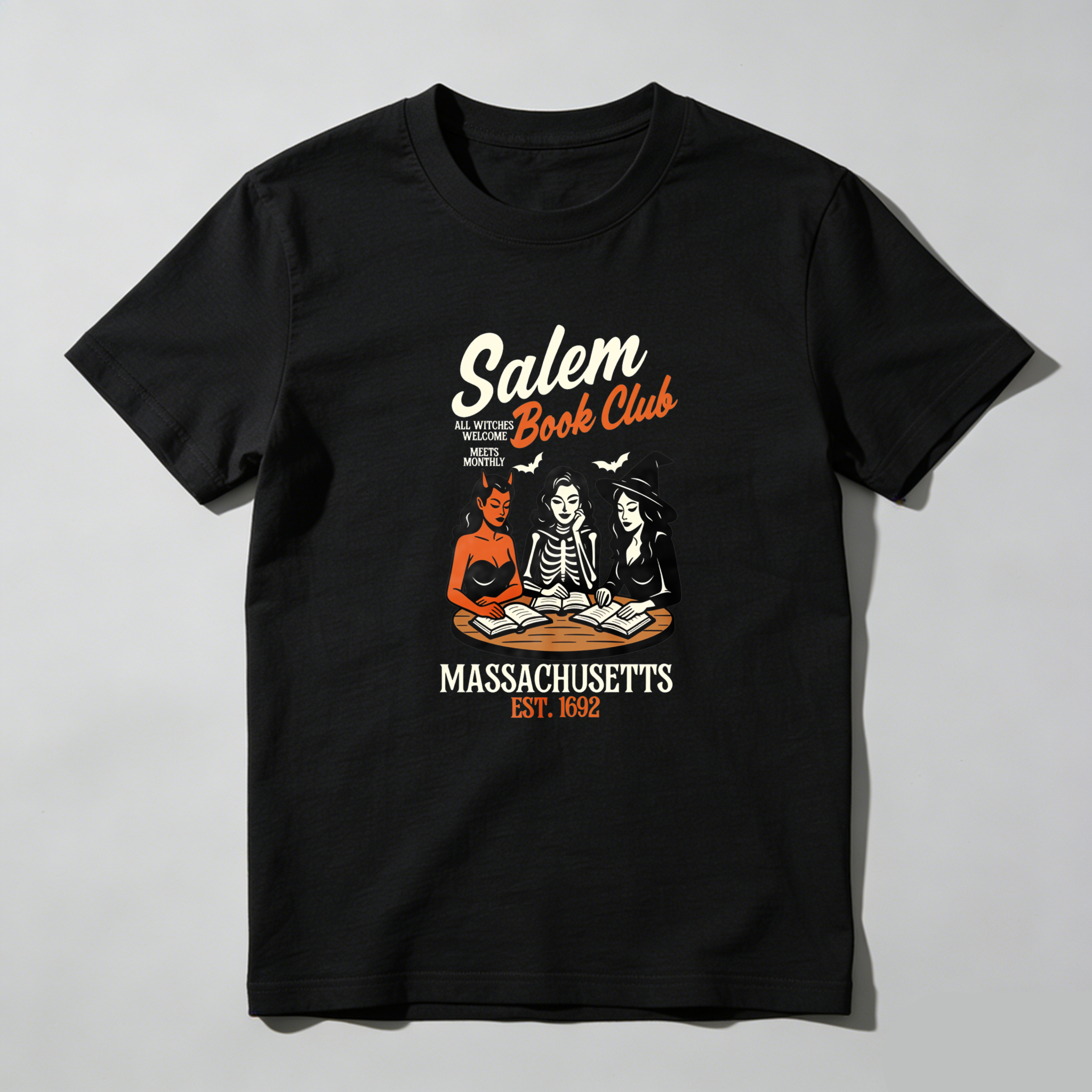 Dorawear Salem Book Club Witches Reading Books Massachusetts Est 1692 T Shirt