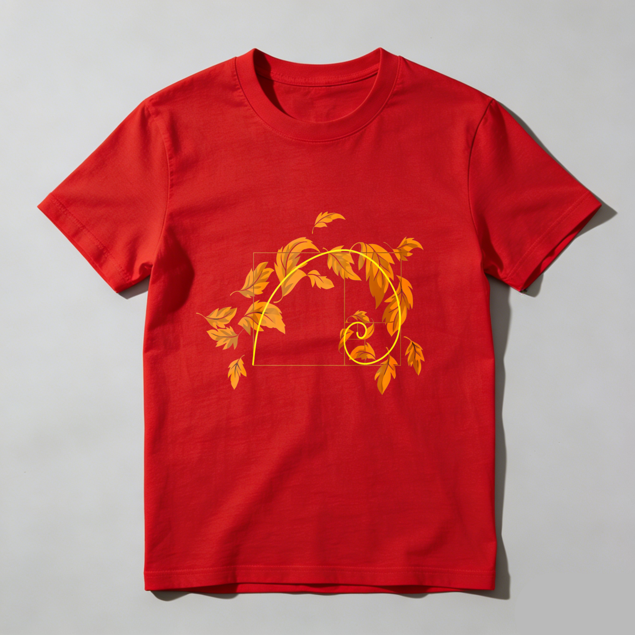 Dorawear Golden Leaves Spiral Design With Square Frame T Shirt