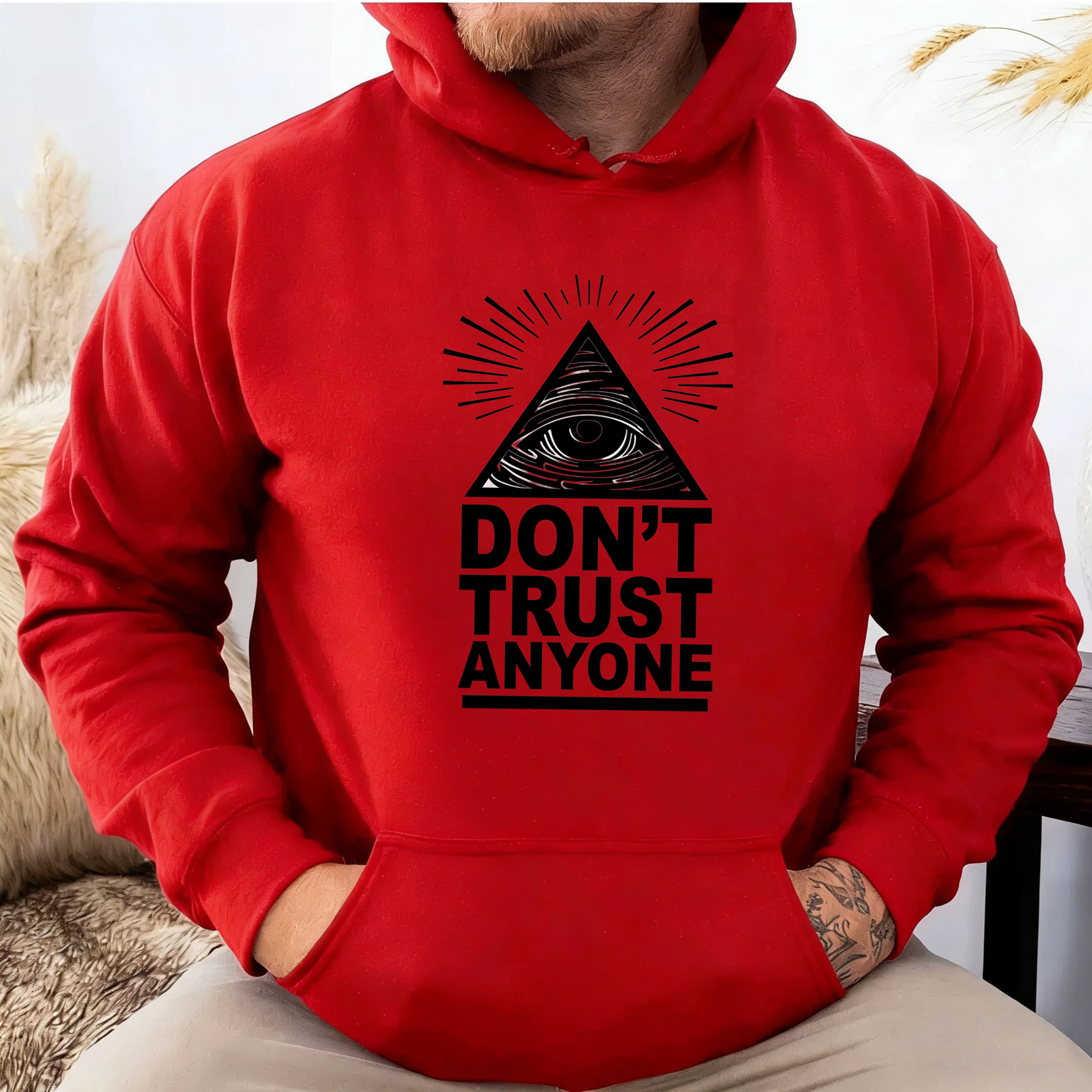Dorawear™ Dont Trust Anyone Hoodie With Eye In Pyramid Design Black Sweatshirt For Men Women Streetwear Fashion Statement Clothing-Dorawear