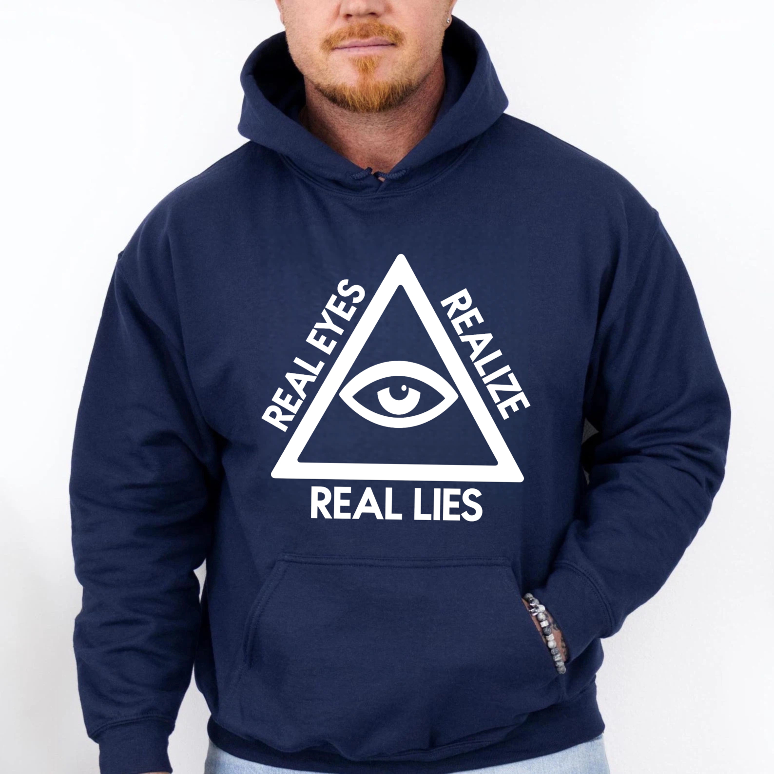 Dorawear™ Real Eyes Realize Real Lies Hoodie All Seeing Eye Symbol Graphic Sweatshirt Unisex Casual Wear Black Pullover With Pocket For Men Women-Dorawear
