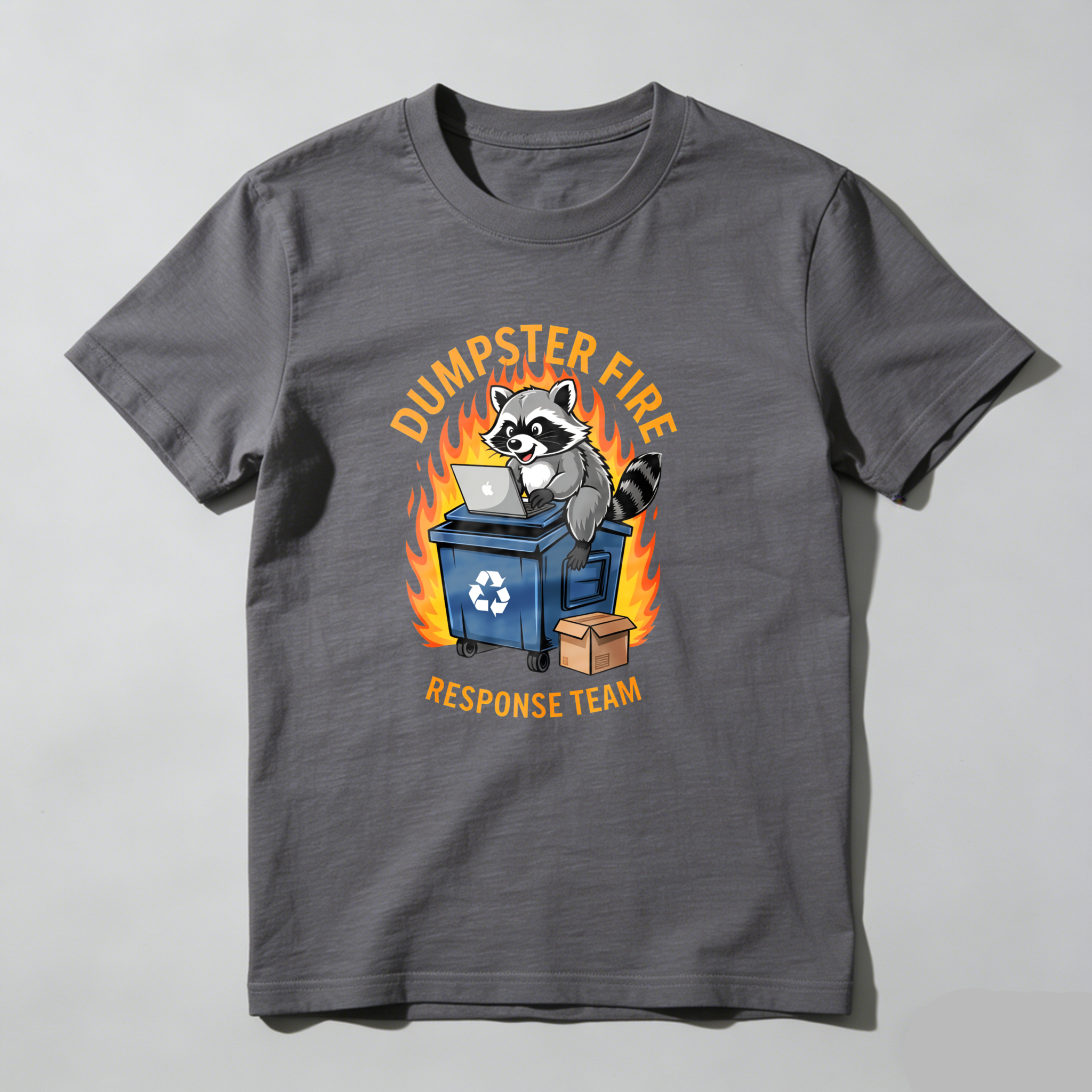 Dorawear™ Racoon On Dumpster With Laptop And Fire T Shirt
