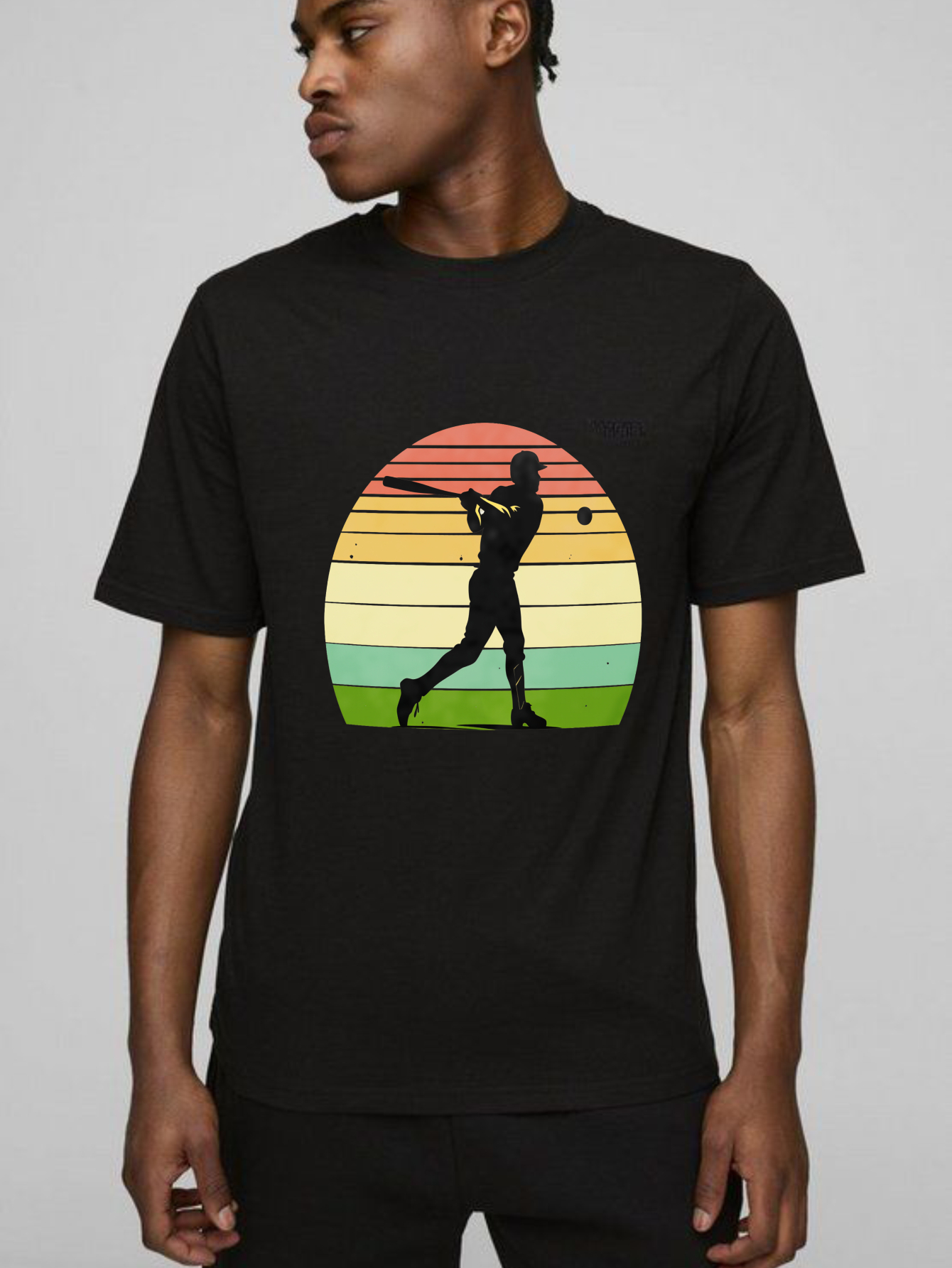 Dorawear™ Silhouette Baseball Player Sunset Background  T Shirt