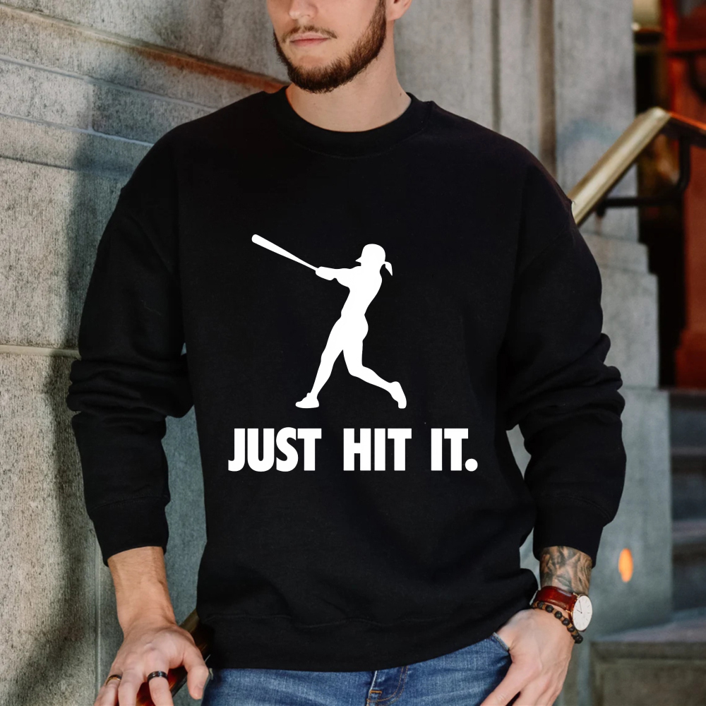 Dorawear™ Baseball Player Silhouette Just Hit It Unisex Classic Sweatshirt