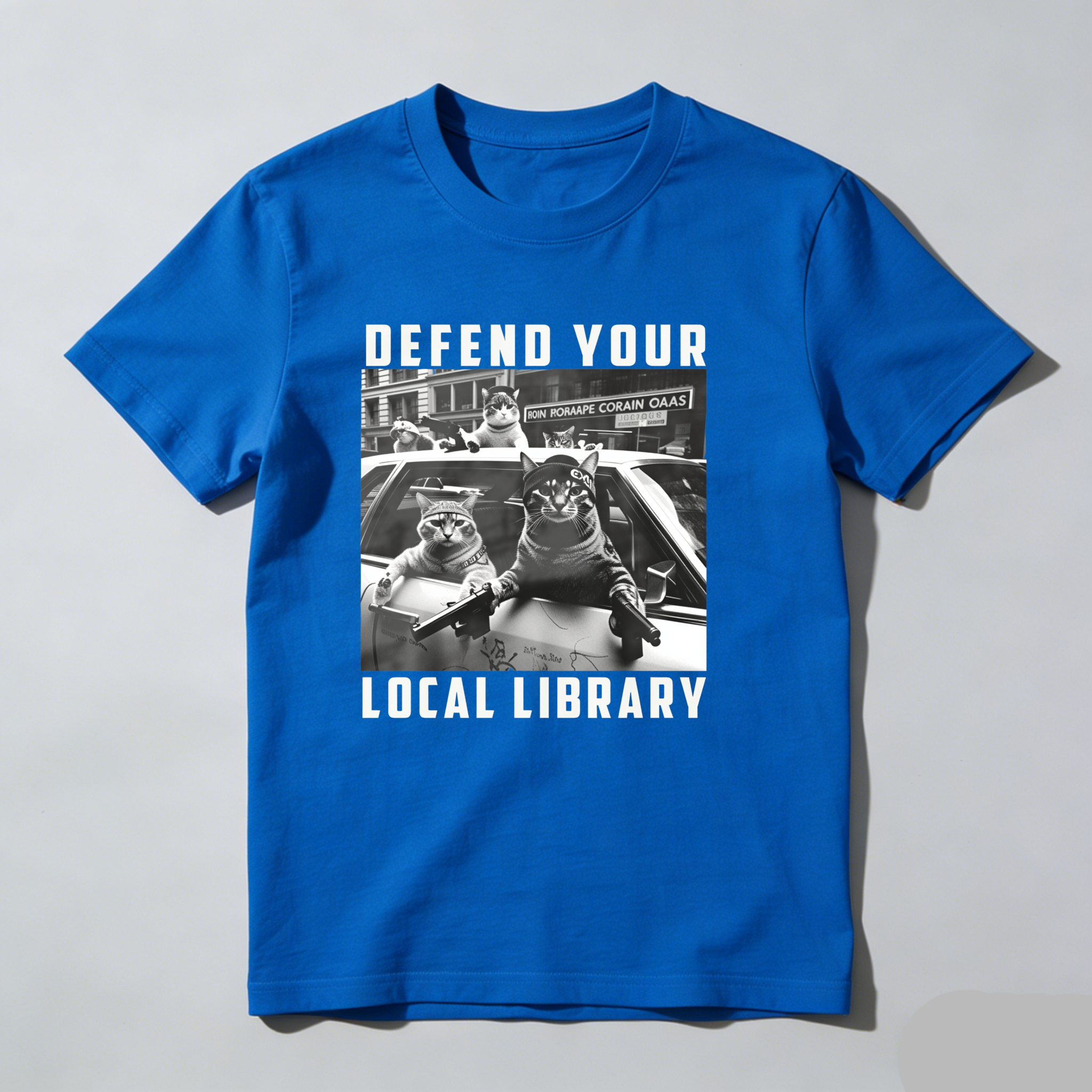 Dorawear™ Defend Your Local Library Cats In Car T Shirt