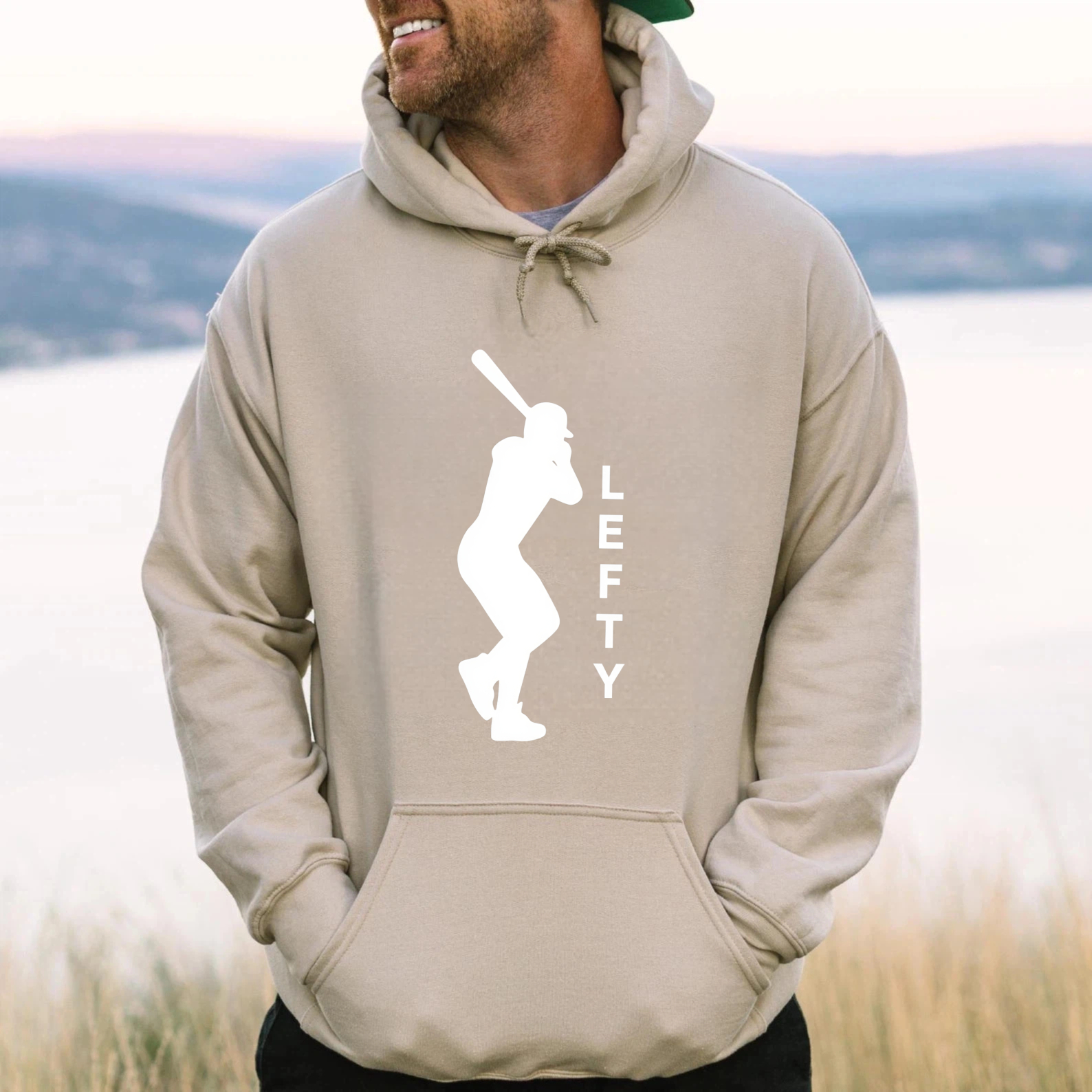 Dorawear™ Lefty Baseball Player Silhouette Hoodie For Left Handed Batters Sports Fan Apparel Unisex Sweatshirt With Front Pocket And Drawstring Hood-Dorawear