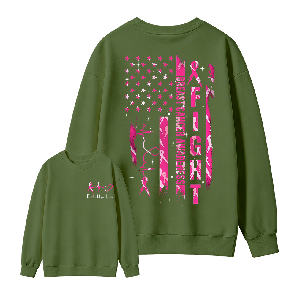 Women's Breast Cancer Awareness Graphic Sweatshirt with Pink Ribbon & "Empowerment" Design