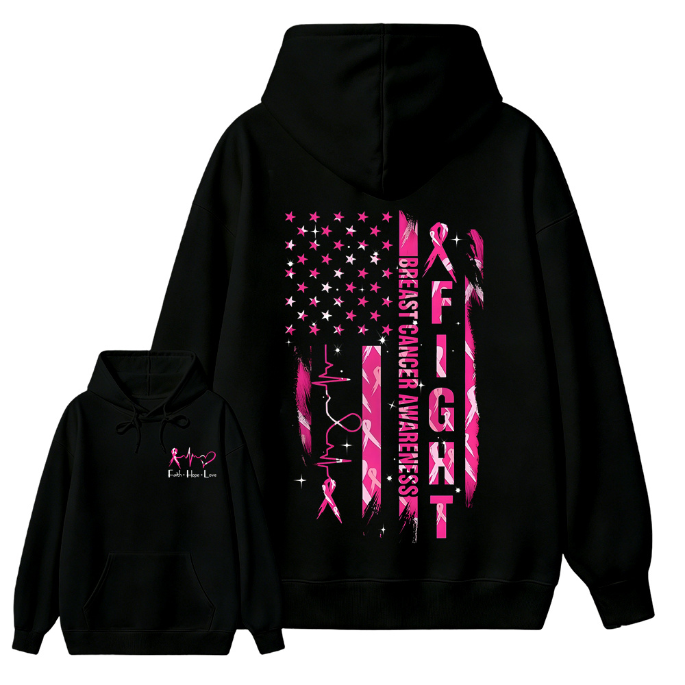 Women's Breast Cancer Awareness Graphic Hoodie with Pink Ribbon & "Empowerment" Design