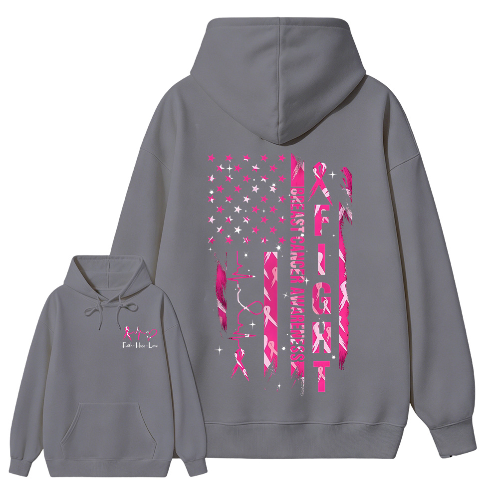 Women's Breast Cancer Awareness Graphic Hoodie with Pink Ribbon & "Empowerment" Design