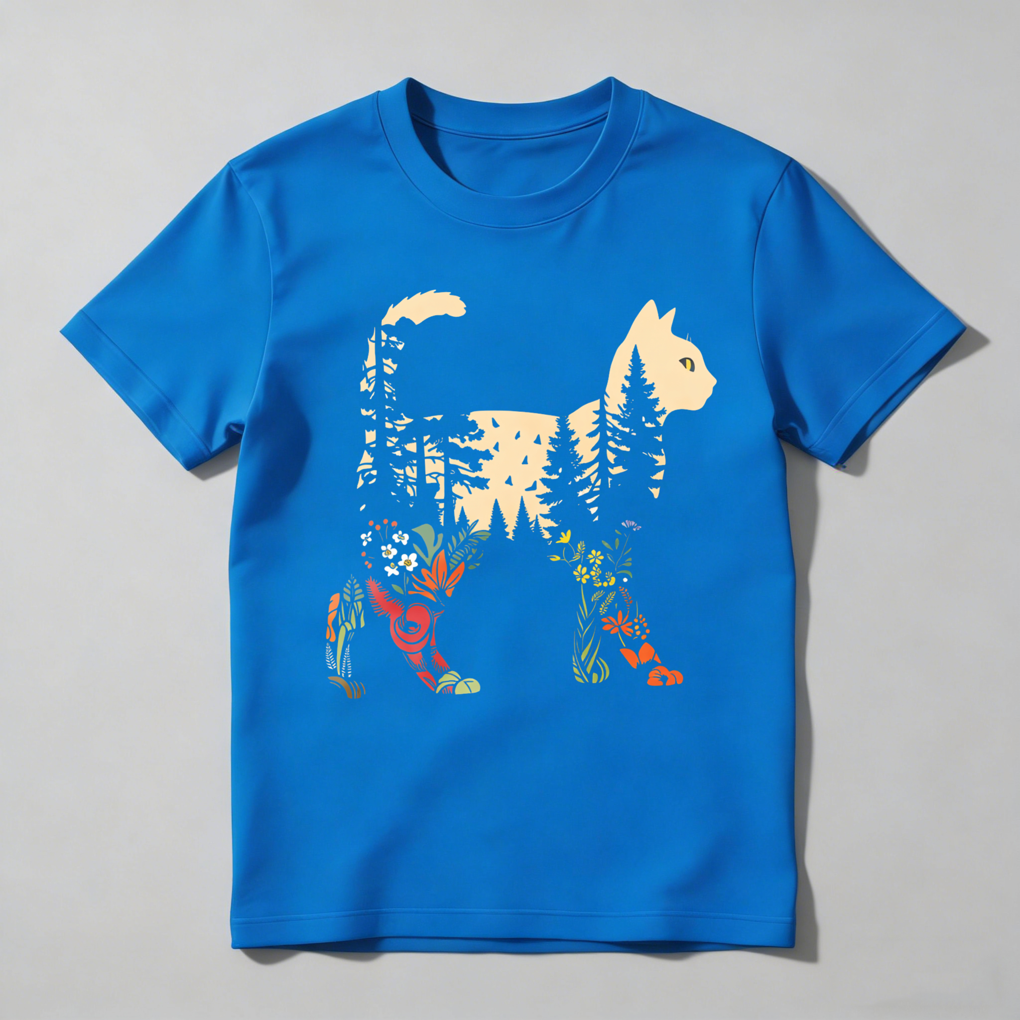 Dorawear™ Cat Forest Flowers Pattern Art Design T Shirt