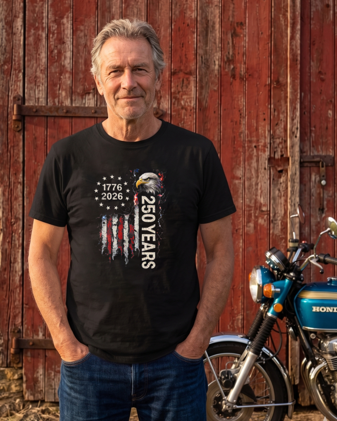 American Flag Eagle 1776 2026 250 Years Independence Day T-shirt