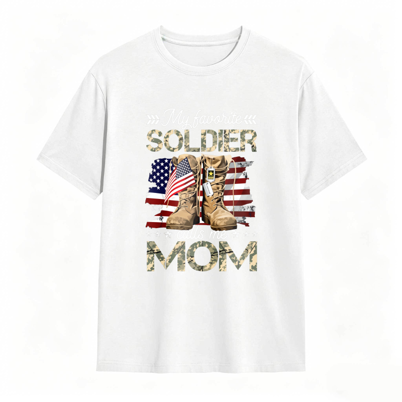 Dorawear™ Soldier Mom American Flag And Military Boots Design Unisex Classic T-shirt