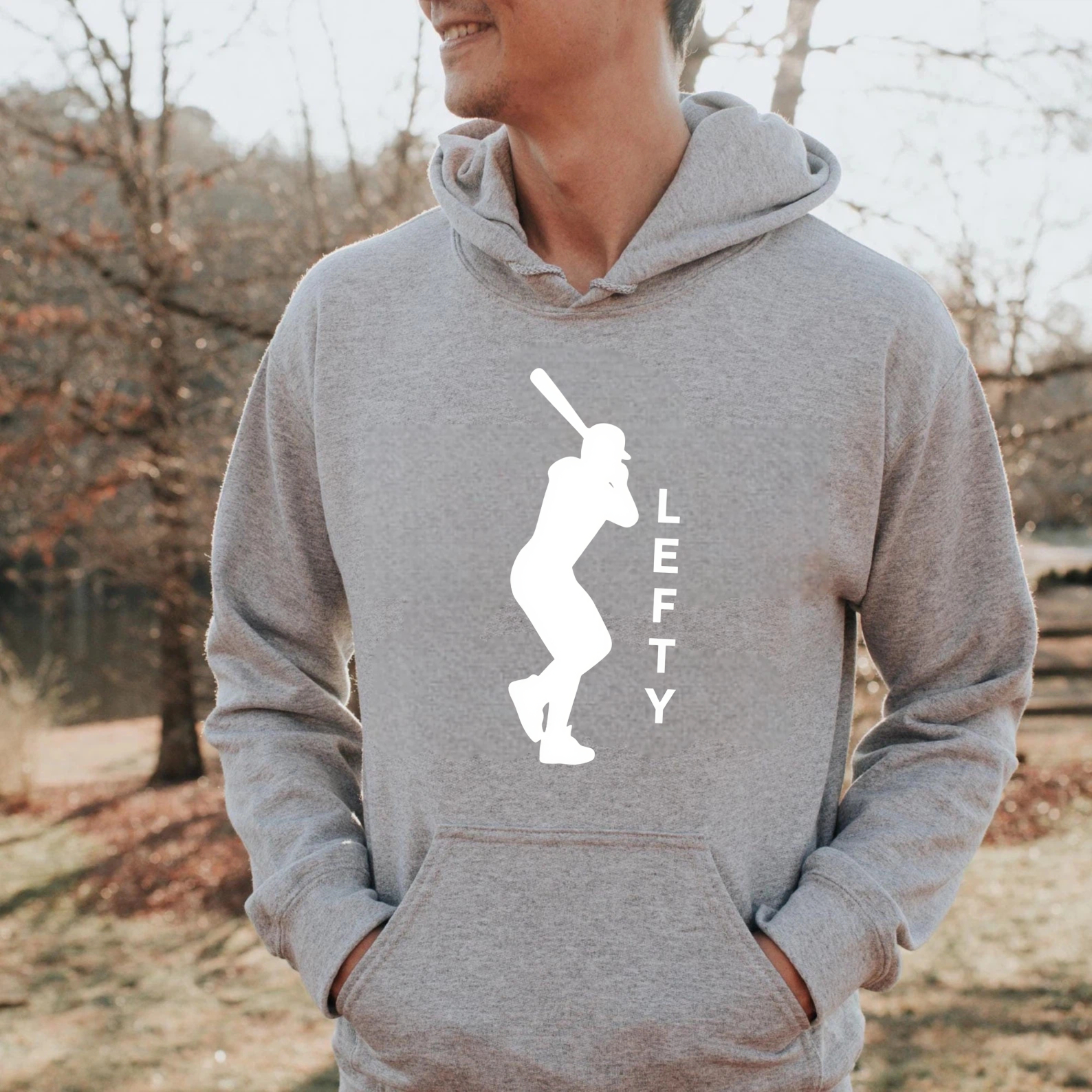 Dorawear™ Lefty Baseball Player Silhouette Hoodie For Left Handed Batters Sports Fan Apparel Unisex Sweatshirt With Front Pocket And Drawstring Hood-Dorawear