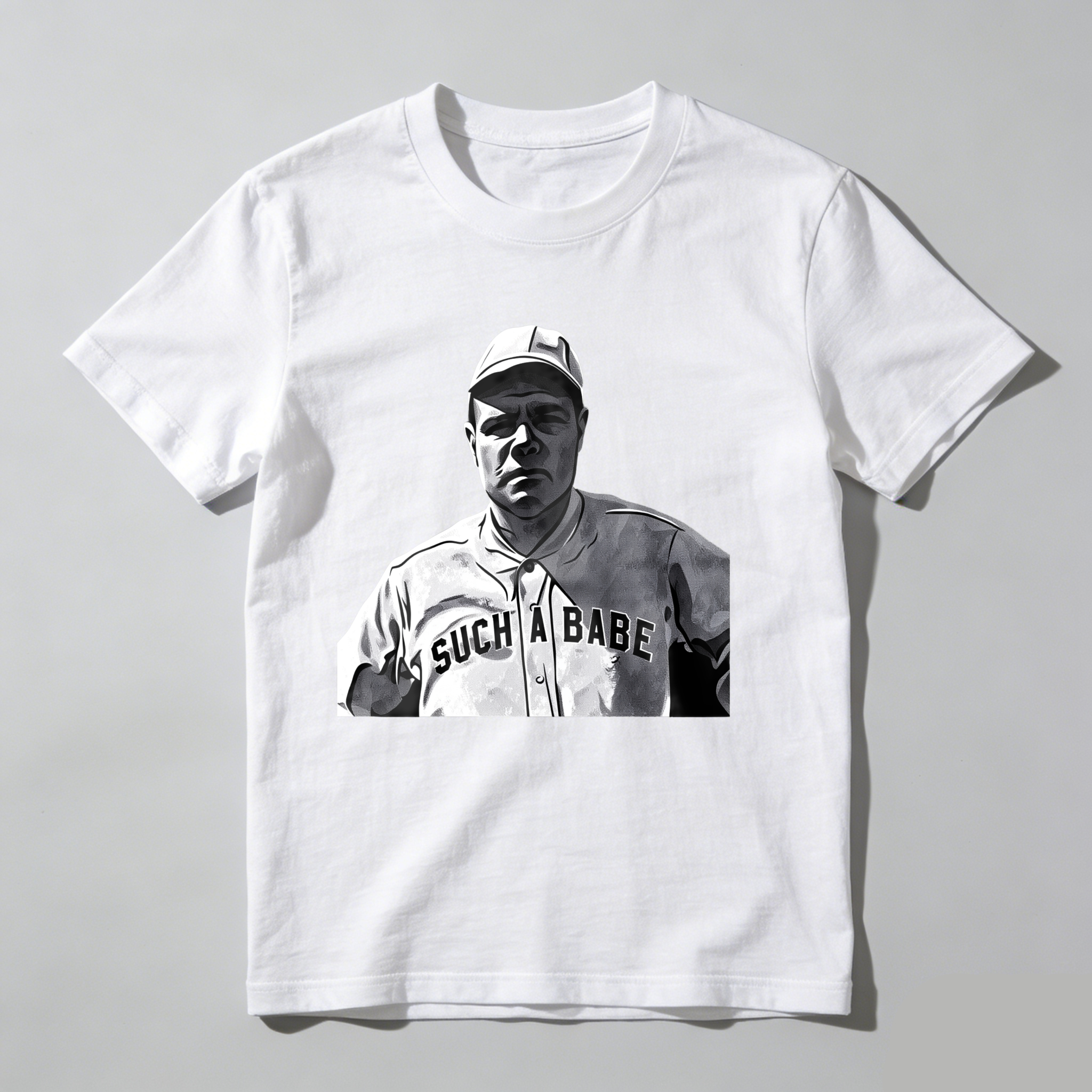 Dorawear™Babe Ruth Baseball Player Portrait Print T Shirt