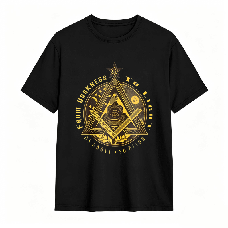 Masonic Symbol With All Seeing Eye And Compasses From Darkness To Light T-shirt