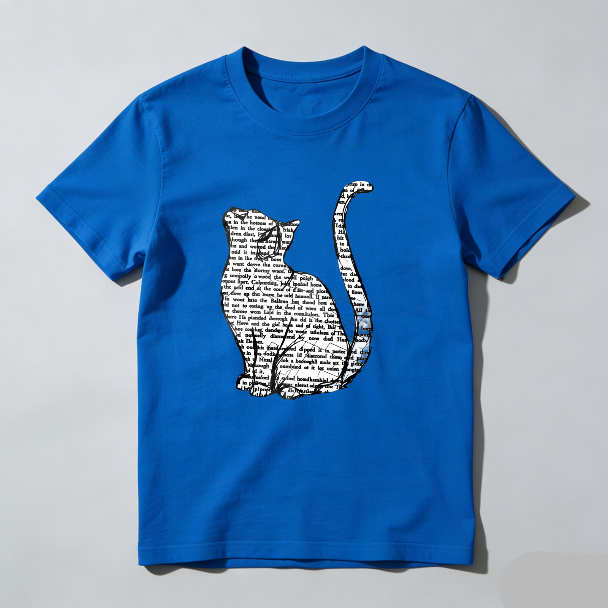 Dorawear™ Cat Silhouette Text Pattern Print Design T Shirt