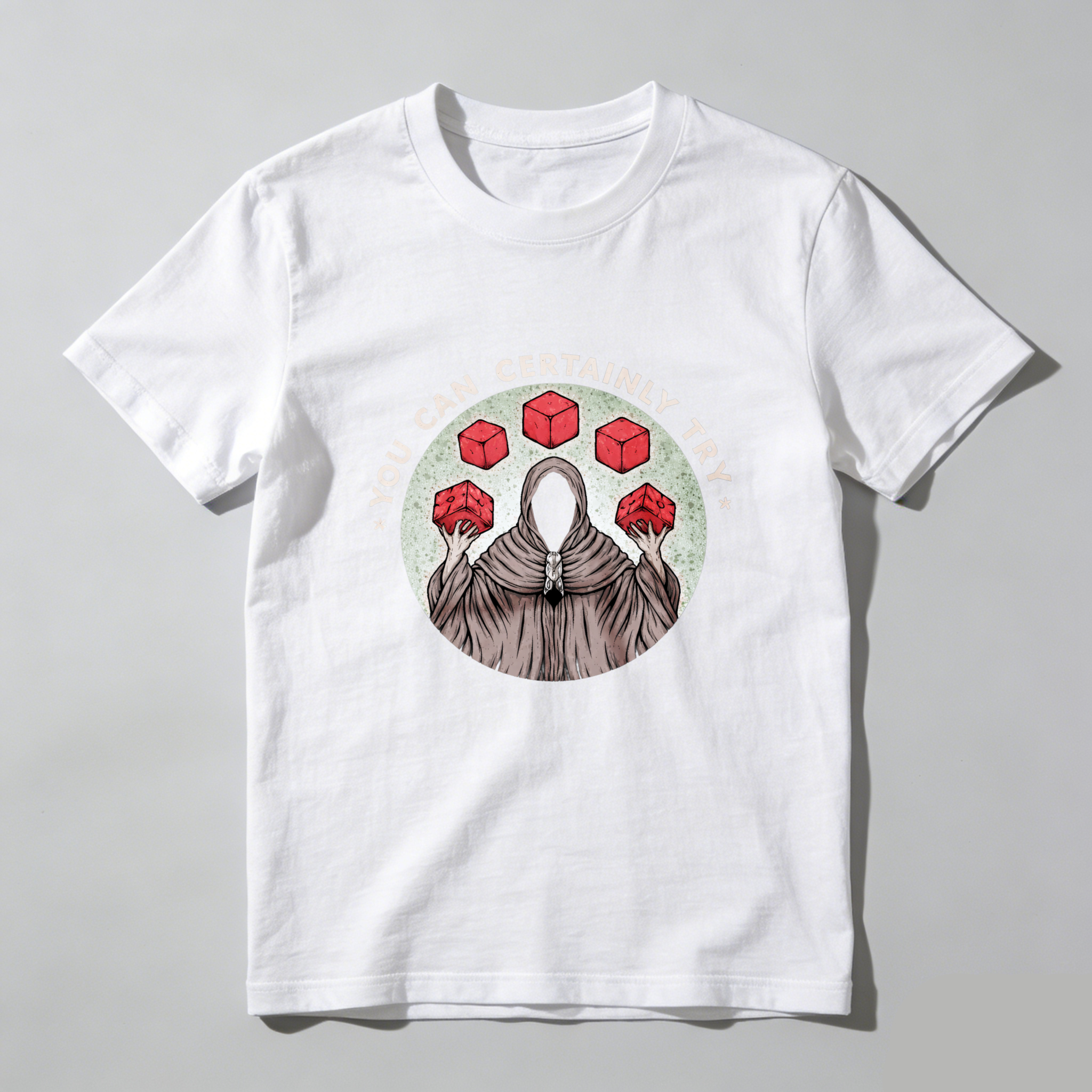 Dorawear™ You Can Certainly Try Hooded Figure Red Cubes Pure Cotton Short Sleeve T Shirt-Dorawear