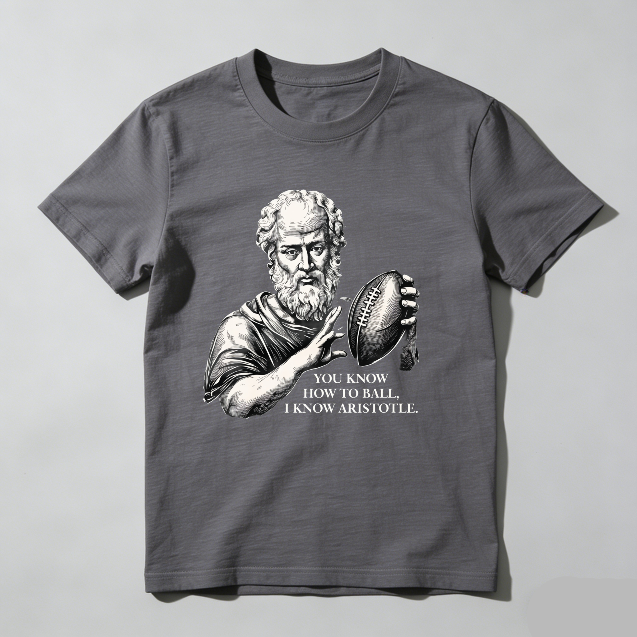 Dorawear™Aristotle Holding Football With Text T Shirt