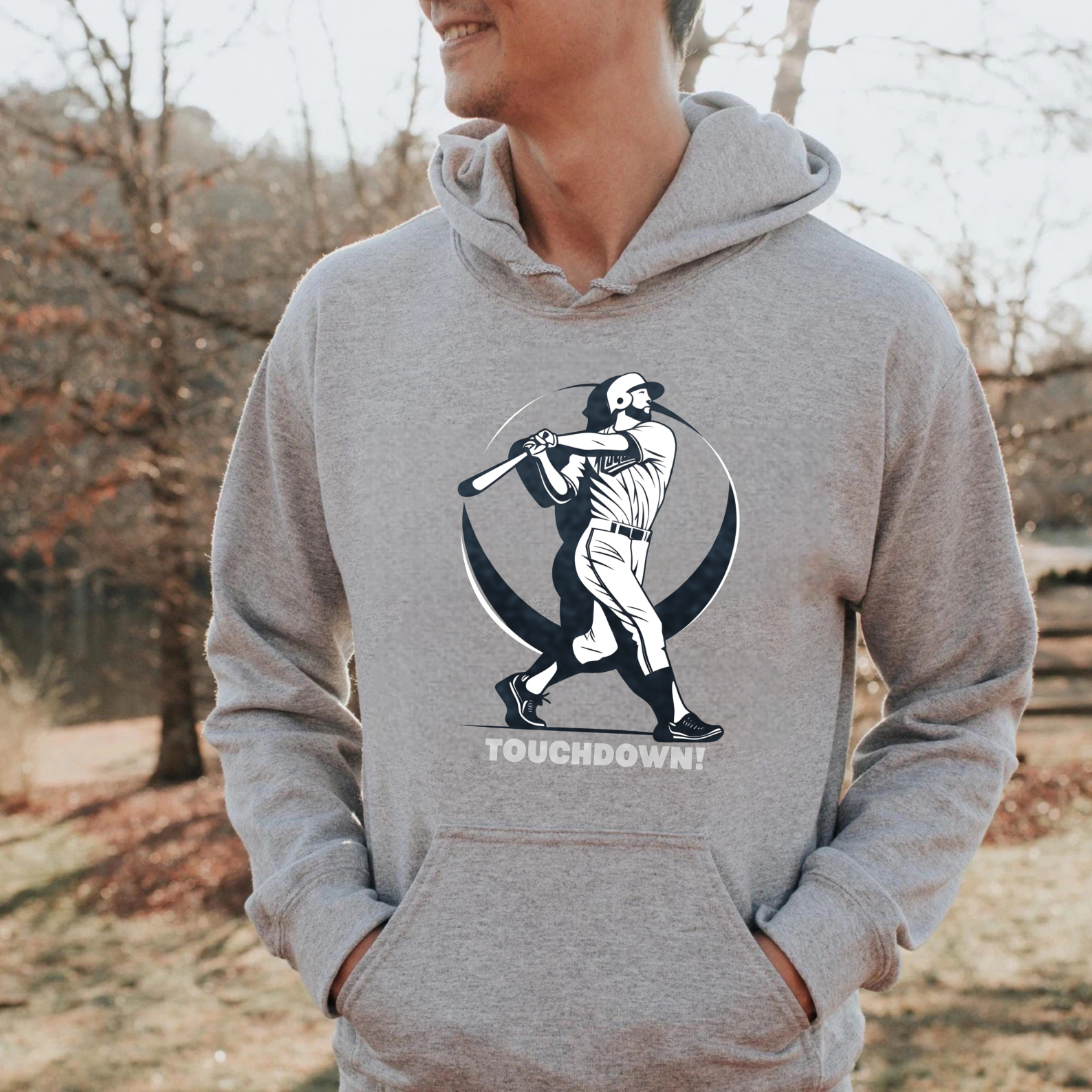 Dorawear™ Baseball Player Touchdown Hoodie Black Sport Sweatshirt With Graphic Design For Men And Women-Dorawear