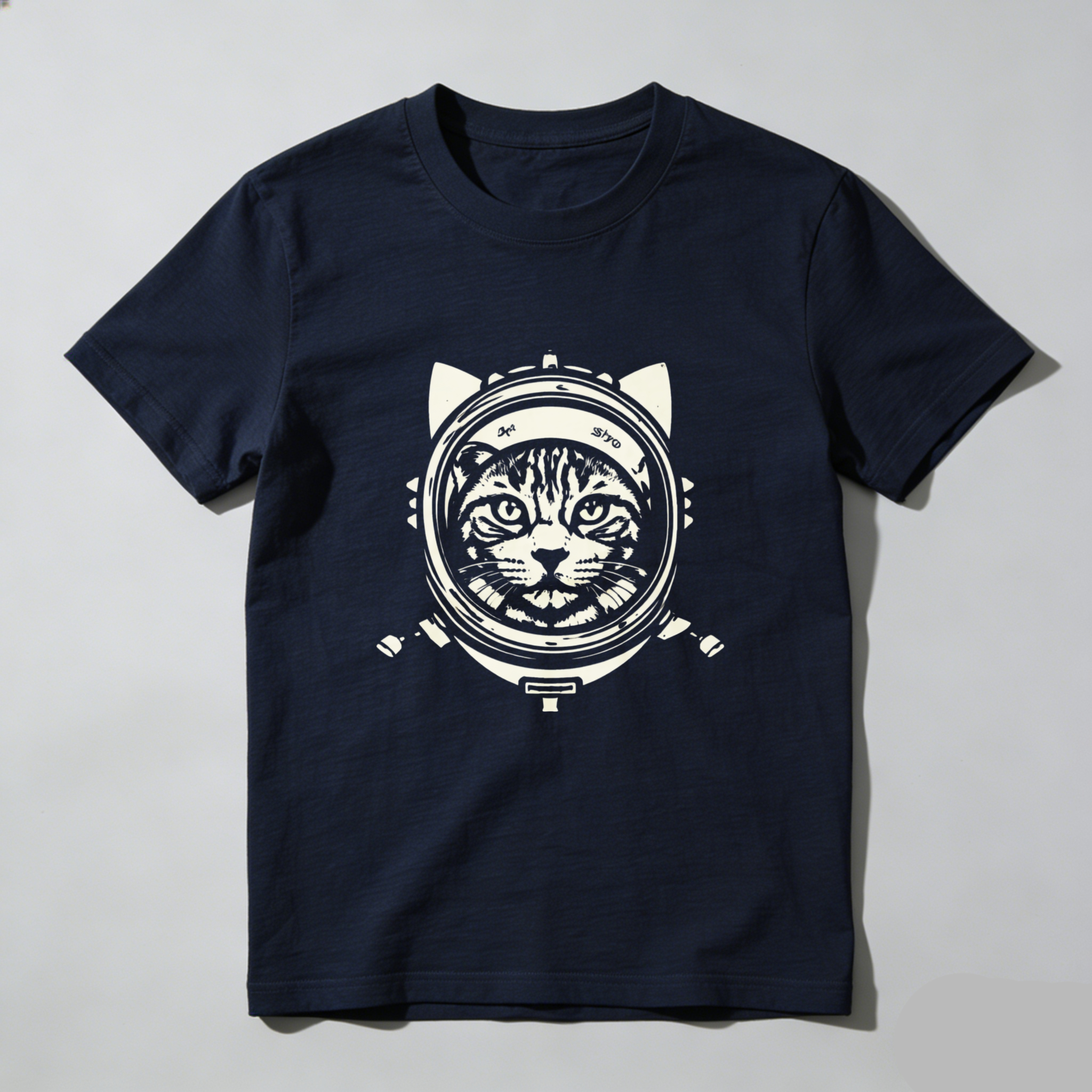 Dorawear™ Cat Astronaut Helmet Design Pure Cotton Short Sleeve T Shirt-Dorawear