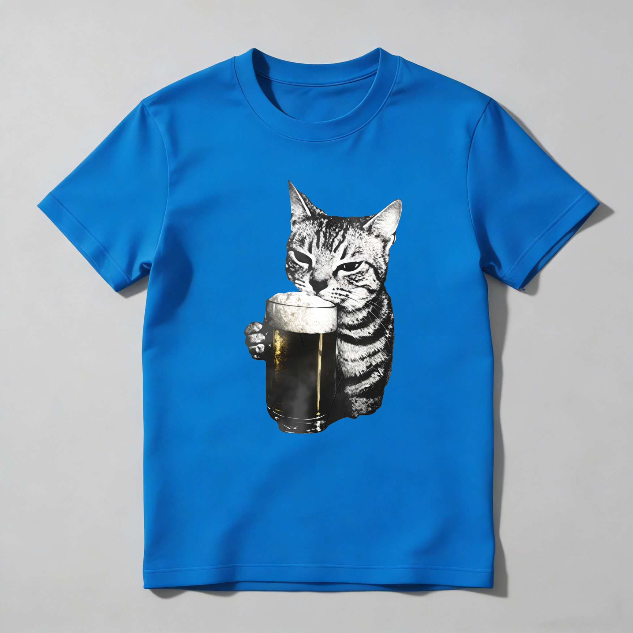 Dorawear™ Cat Holding Beer Glass Print T Shirt