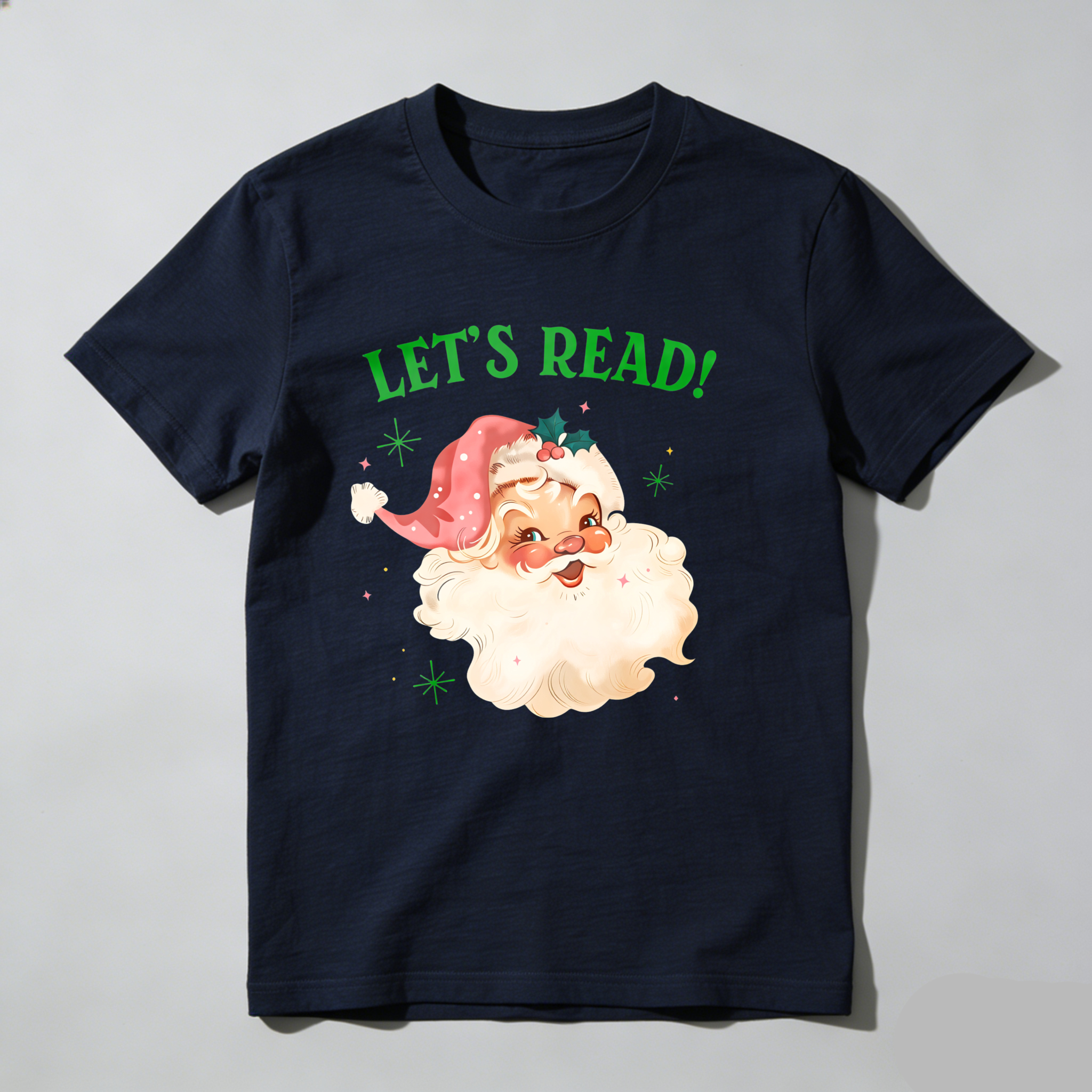 Dorawear™ Let's Read Santa With Snowflakes T Shirt