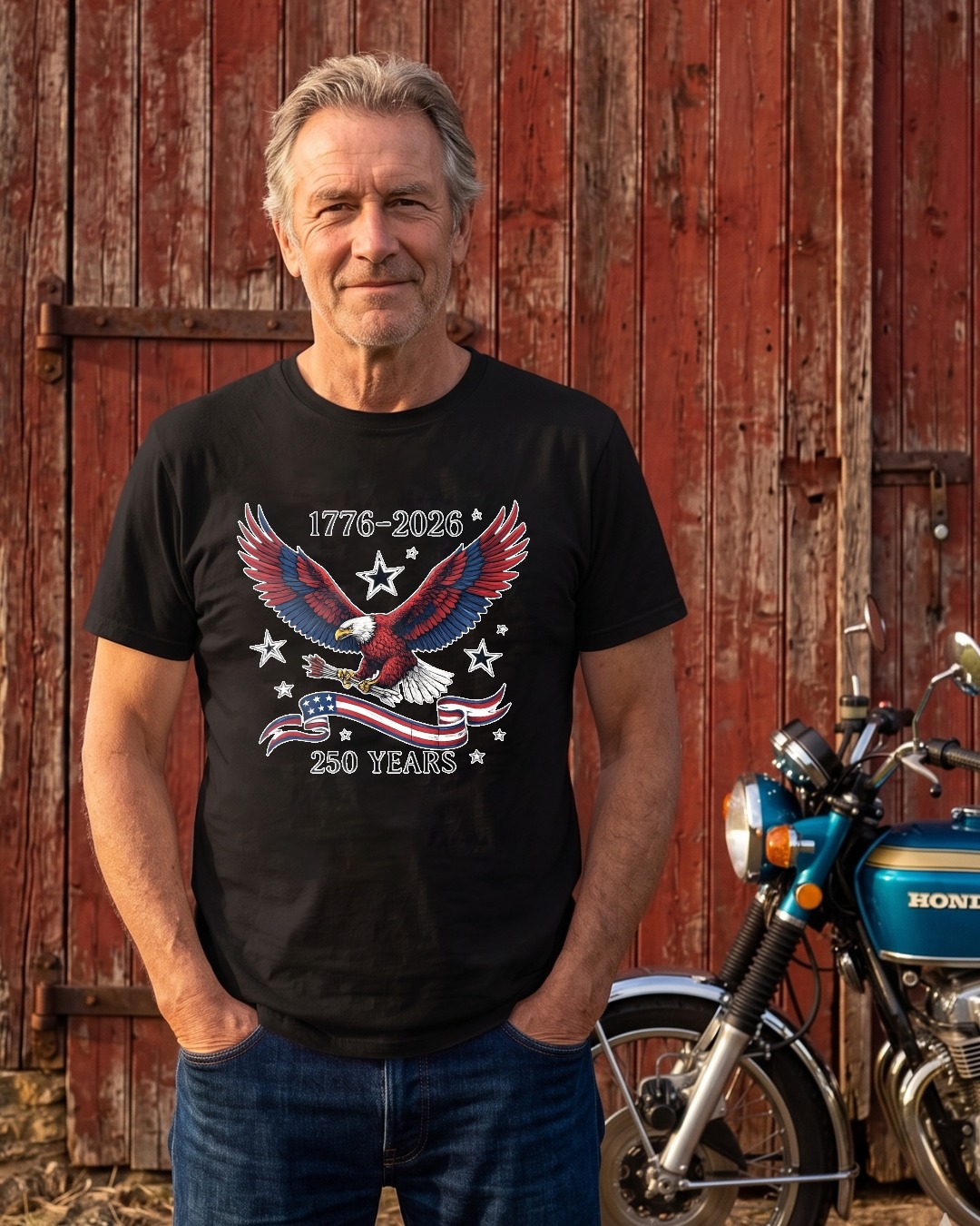 American Eagle With Stars And Stripes 1776 2026 250 Years Independence Day T-shirt