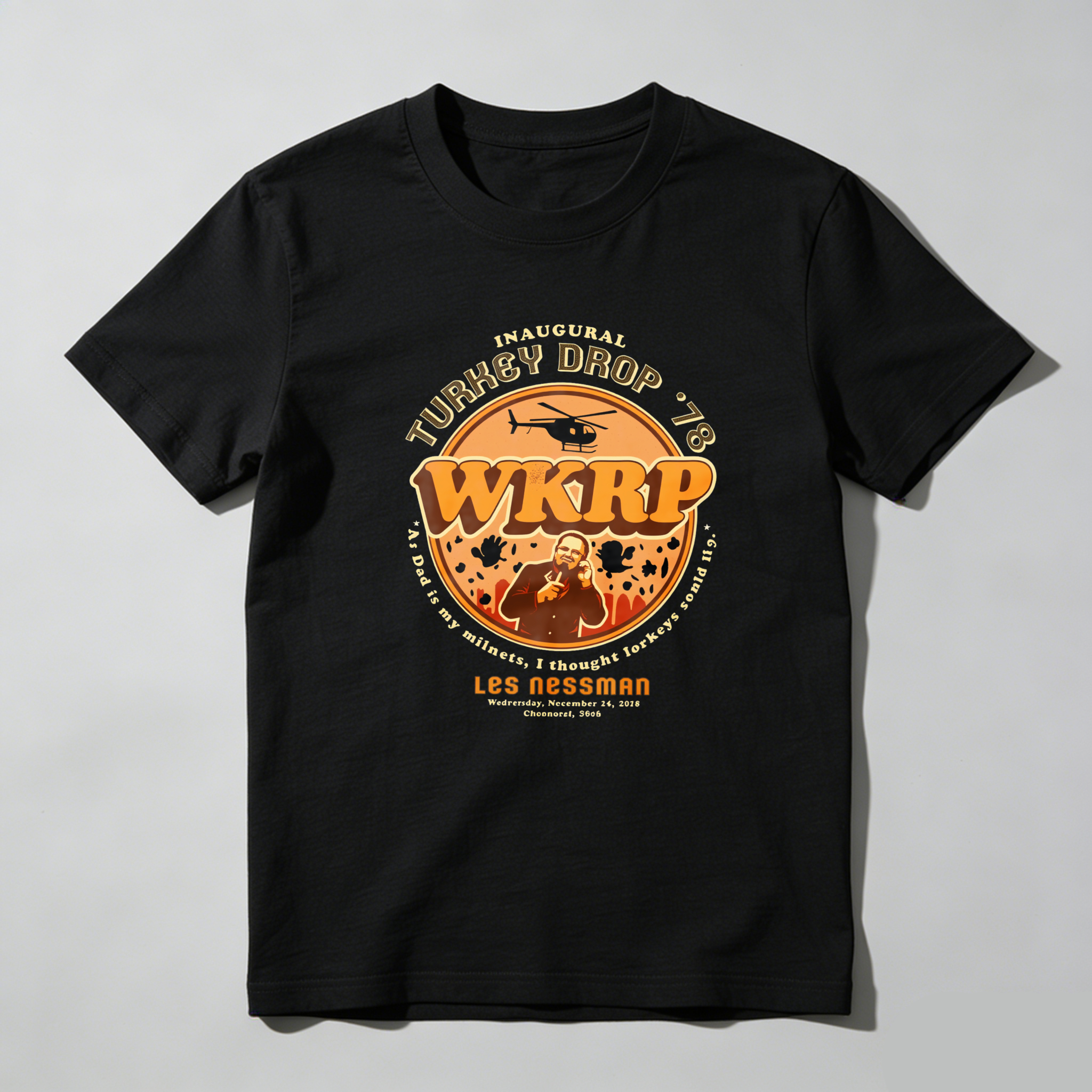 Dorawear Inaugural Turkey Drop 78 Wkrp Les Nessman T Shirt